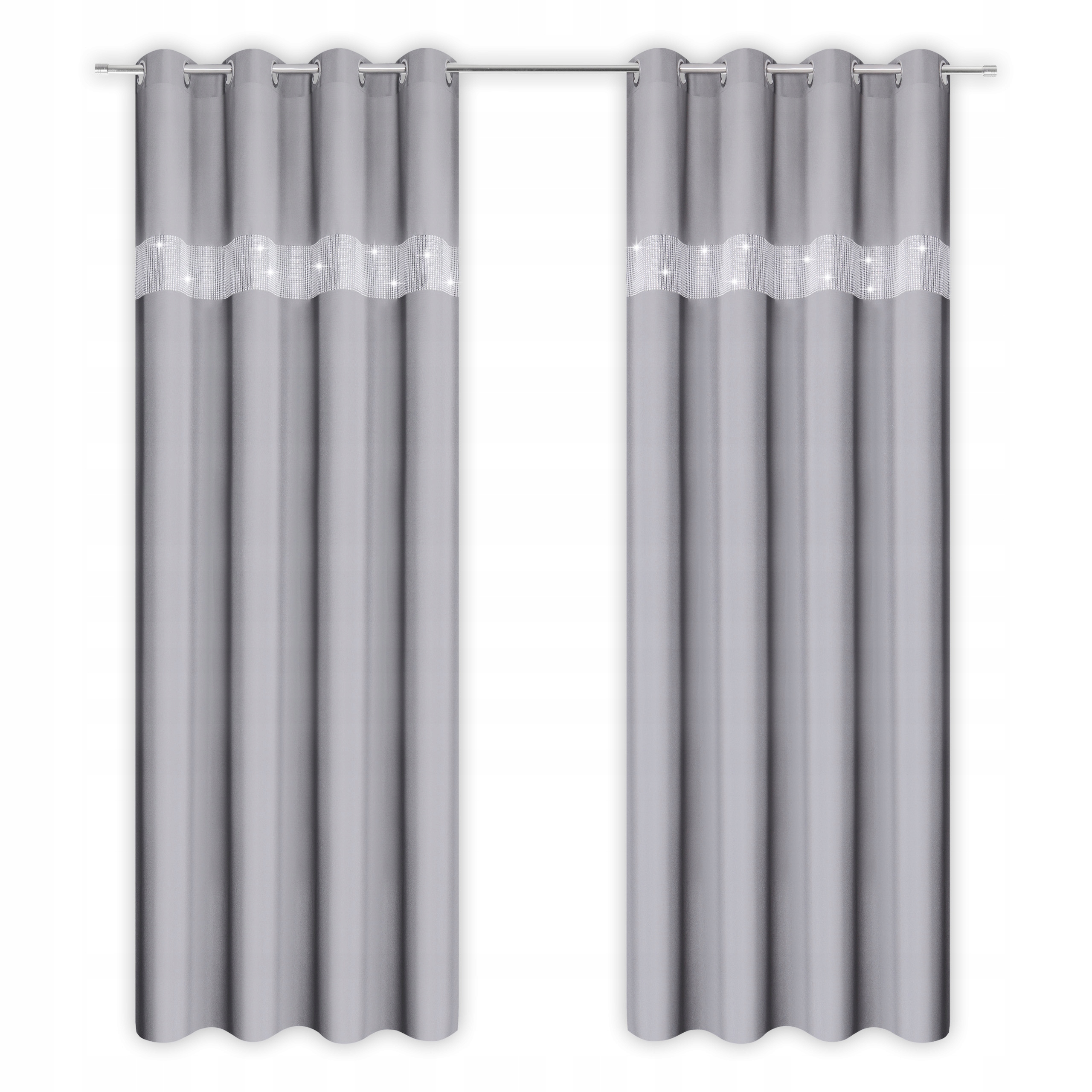 GOTOWA ZASŁONA 145X250 Z CYRKONIAMI NA PRZELOTKACH Wzór gładki