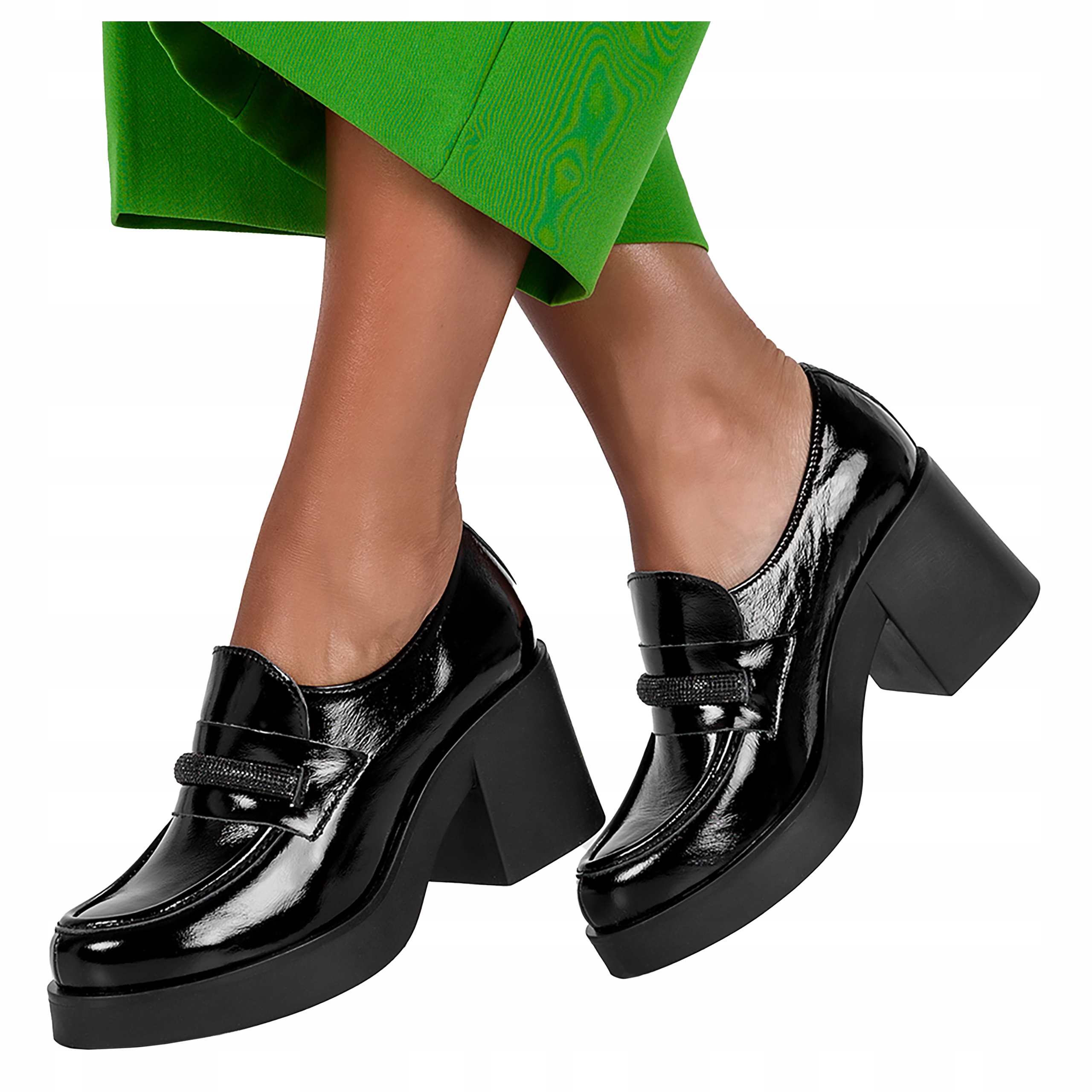 MOKASYNY PÓŁBUTY DAMSKIE SKÓRZANE Z CYRKONIAMI 40