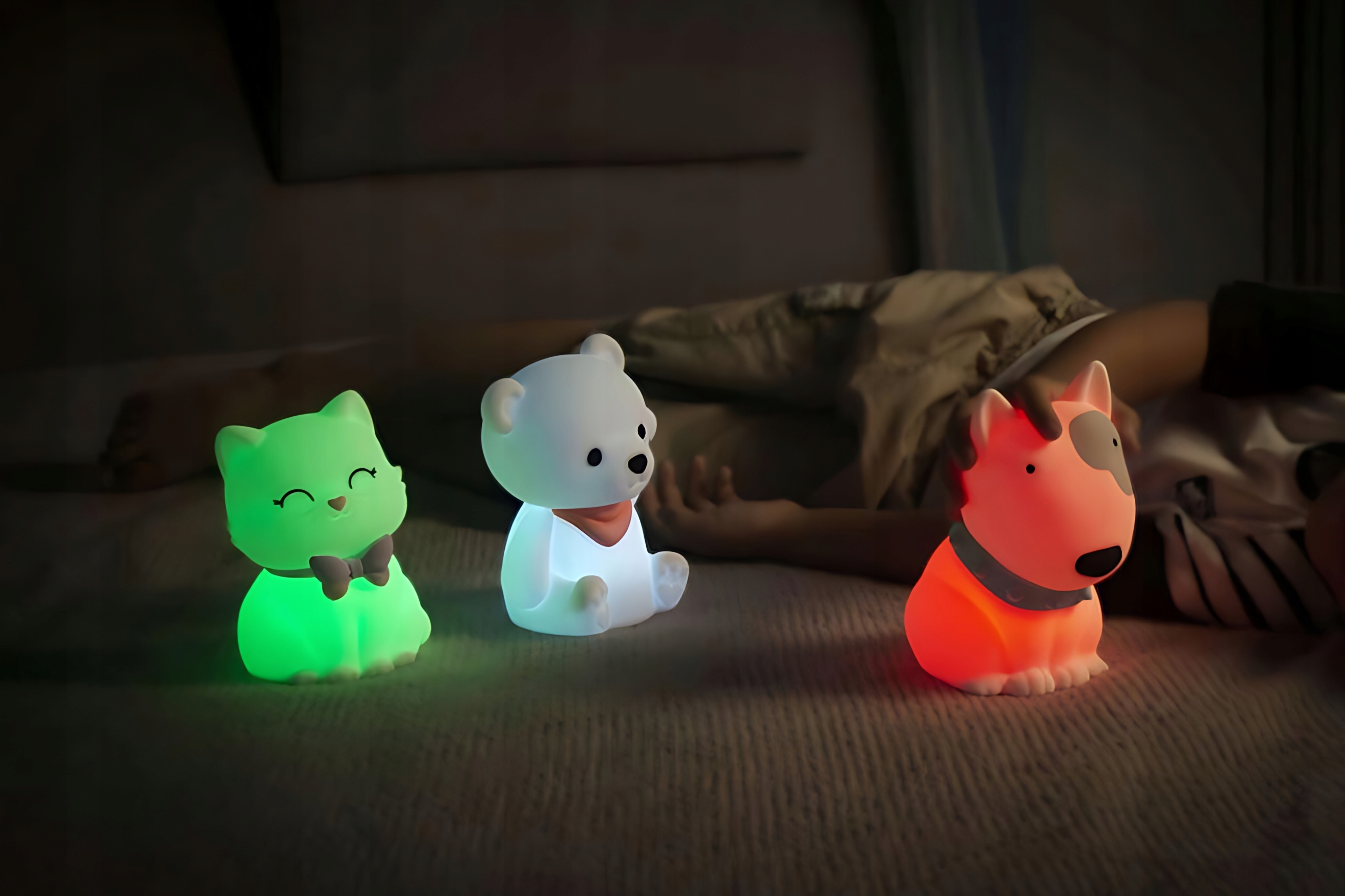 LAMPKA NOCNA LED KOTEK KOT DZIECI DZIECKA SILIKONOWA MIĘKKA KOLOROWA USB Informacje o bezpieczeństwie CE