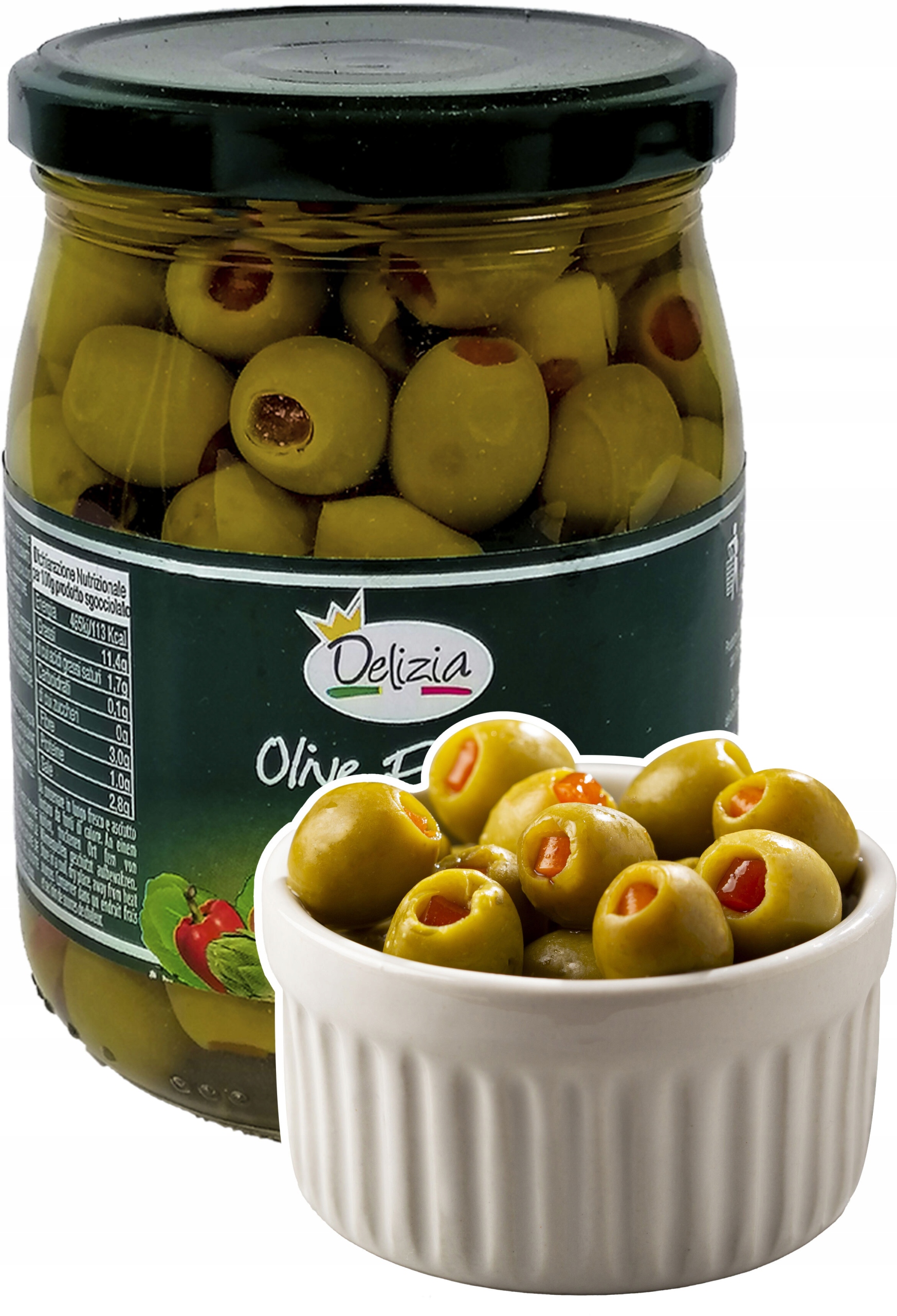 

Oliwki Nadziewane papryką 580ml Delizia włoskie