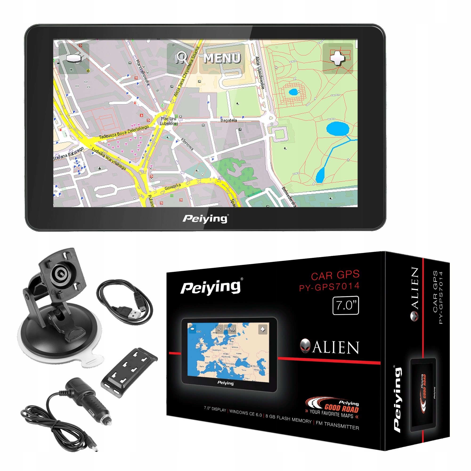 Nawigacja samochodowa Gps z mapami Europy Peiying Basic PY-GPS7014