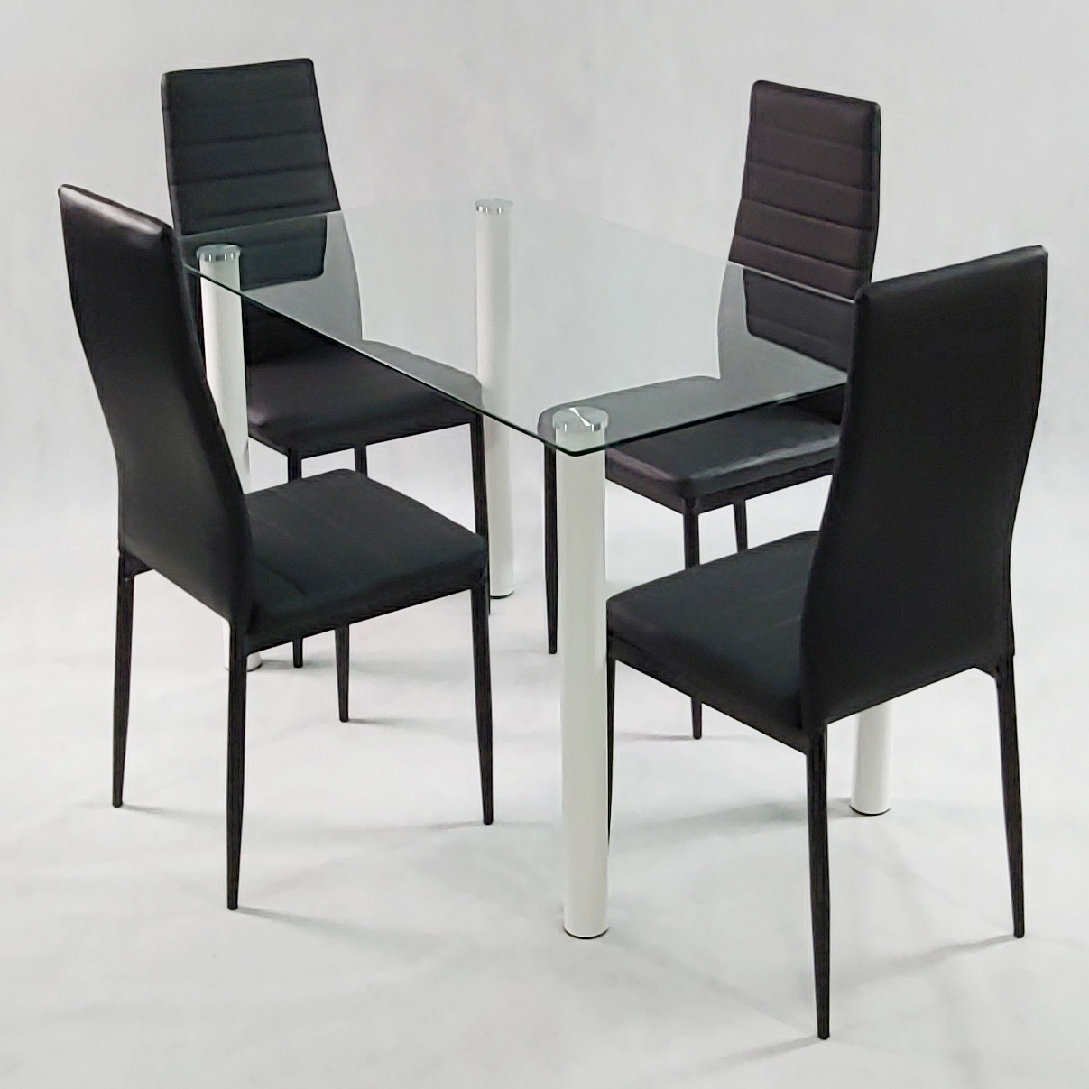 Stół Nicea biały 4 krzesła Nicea czarne Stan opakowania oryginalne