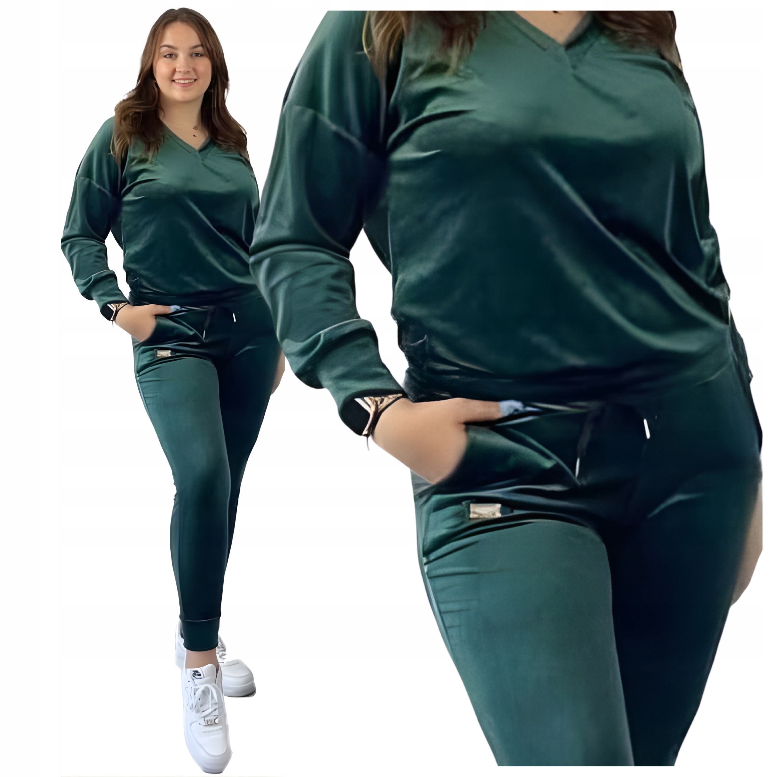 Teplákovka Welur výstřih V-neck r40