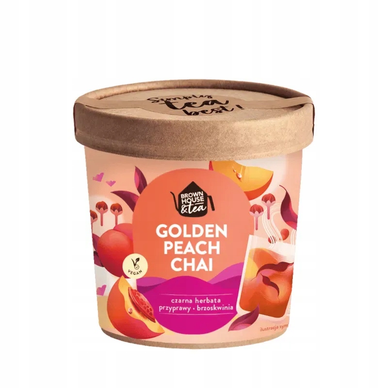 Levně Brown House and Tea Golden Peach Chai černý čaj s kořením 50 g