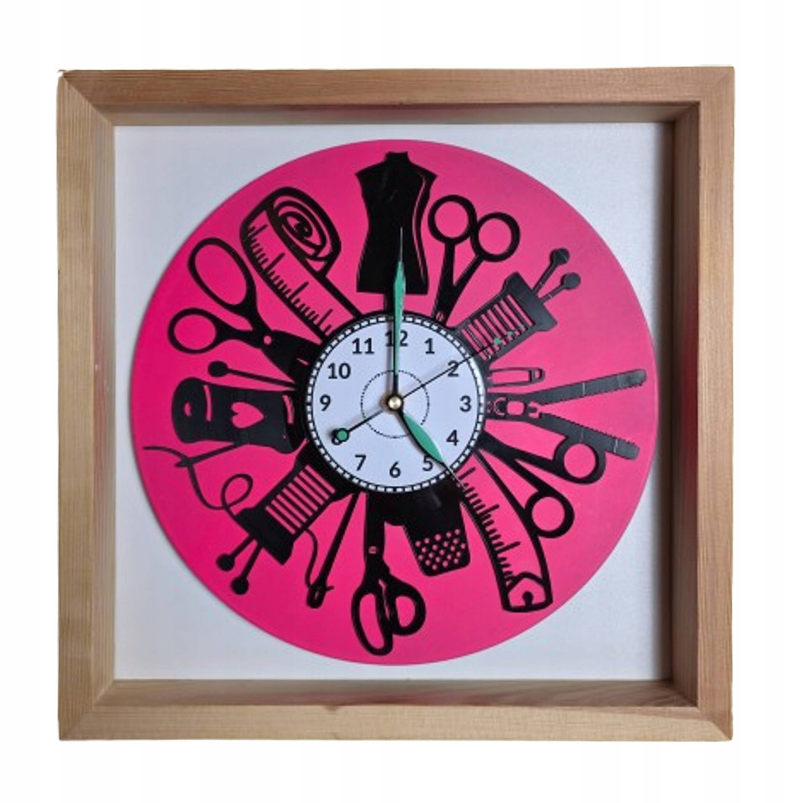 Krejčovské hodiny Barevné pozadí v rámu 35x35 cm Nástěnné hodiny Vinylová deska