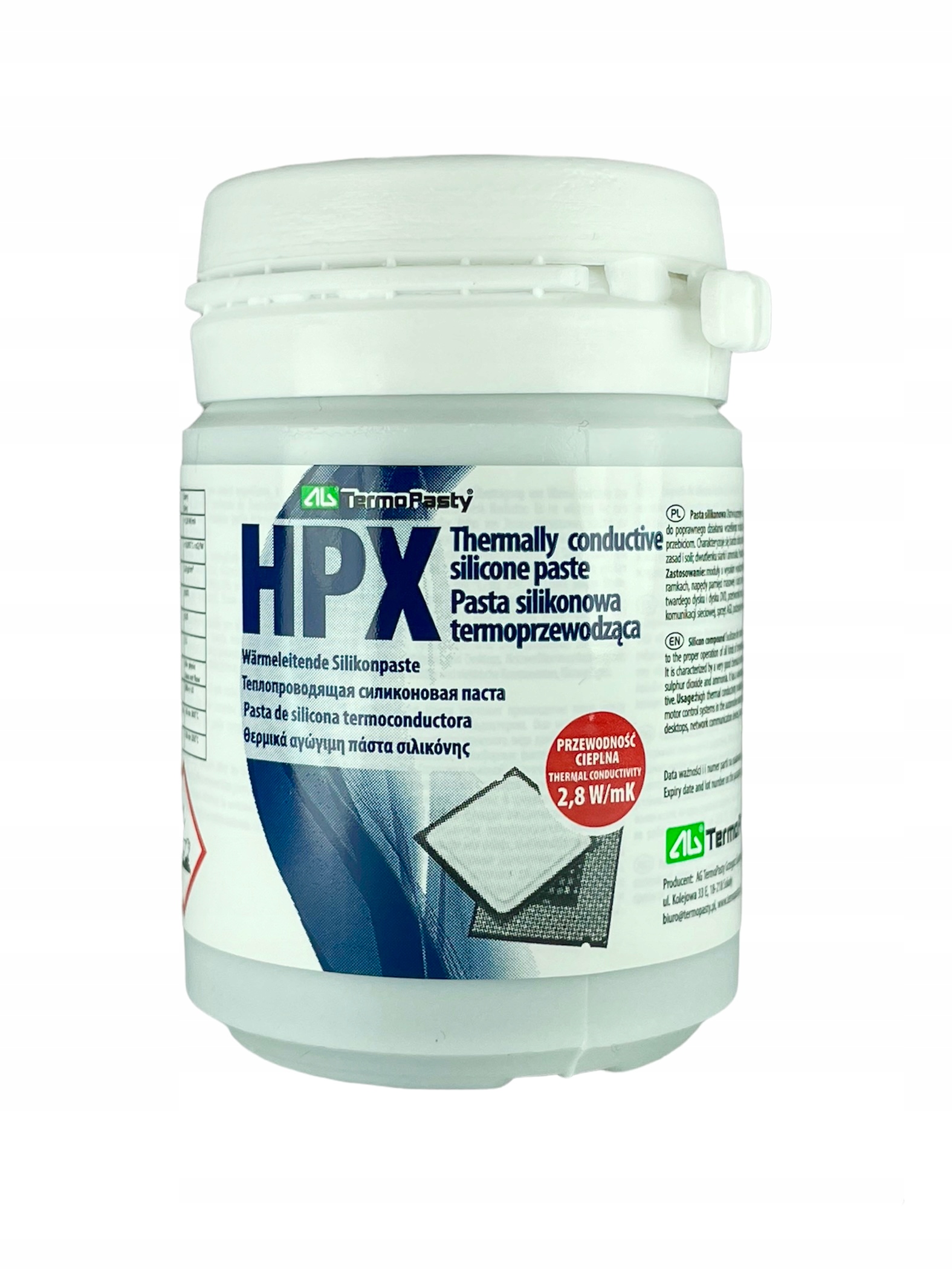 Pasta silikonowa termoprzewodząca AG Termopasty HPX 100g szara 2,8 W/mk