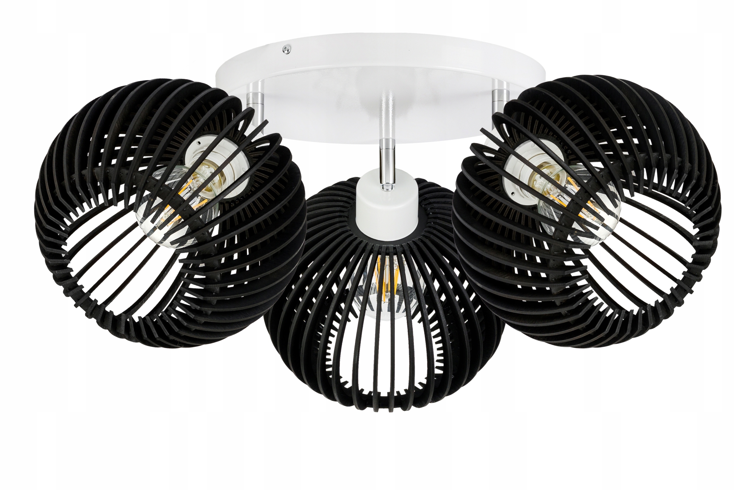 Stropní Svítidlo Stropní Svítidlo Pohyblivý Lustr Loft stínidlo Černé Dřevo na 3x E27