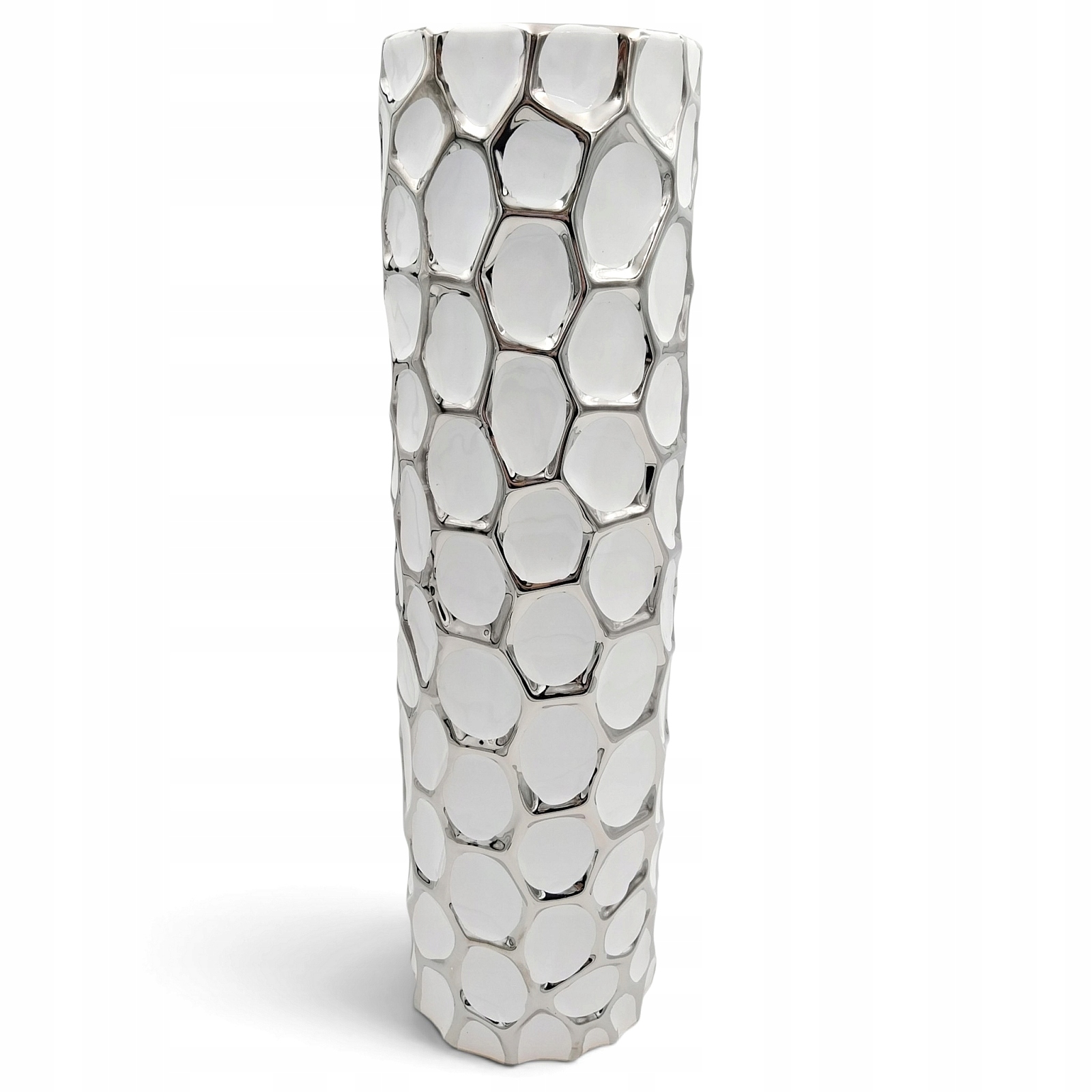 Wazon Ceramiczny Wysoki Biały Dekoracyjny Flakon Na Kwiaty Podłogowy 50 cm