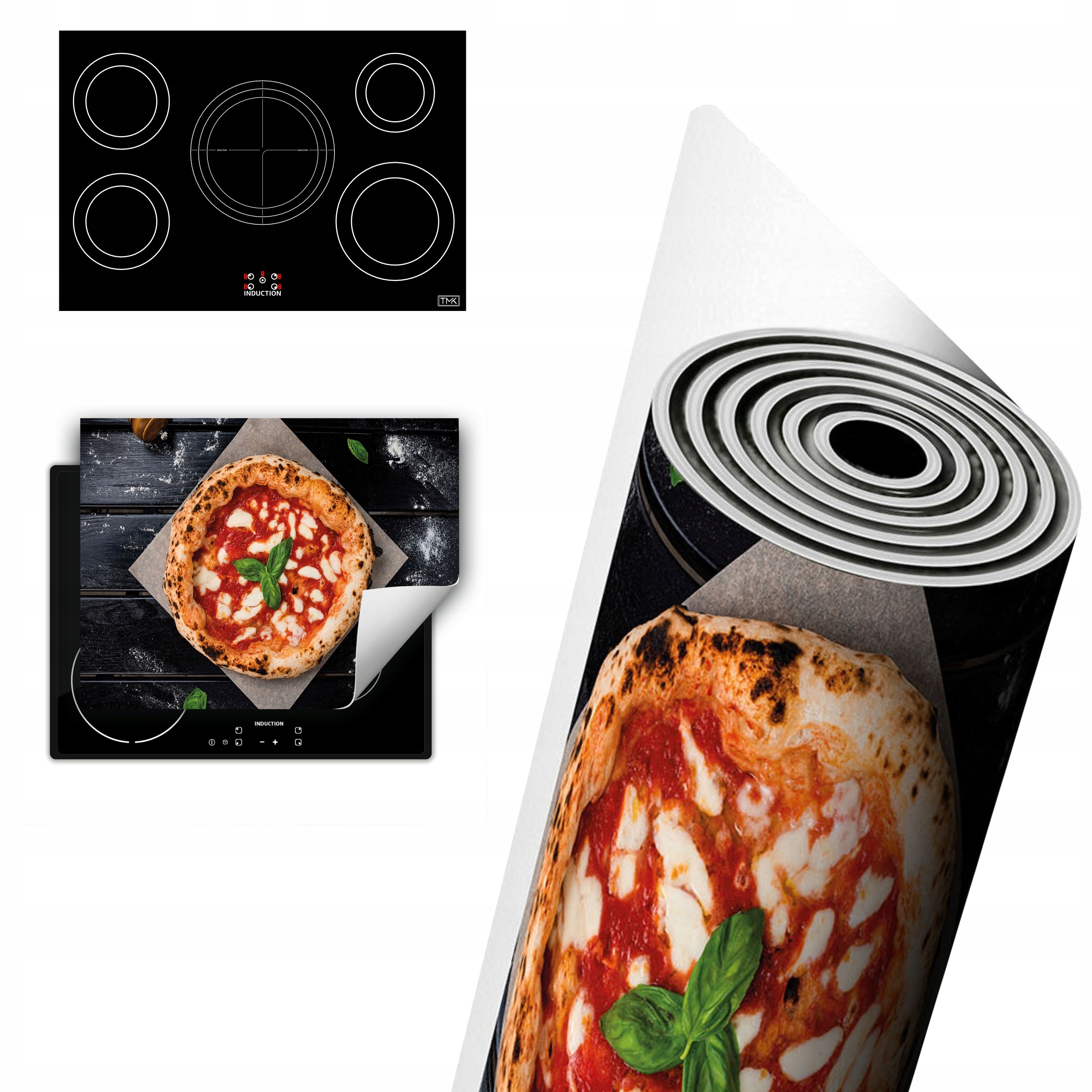 Vinylová Ochrana Na Indukci Pracovní Desky 80x52 Pizza dřevo