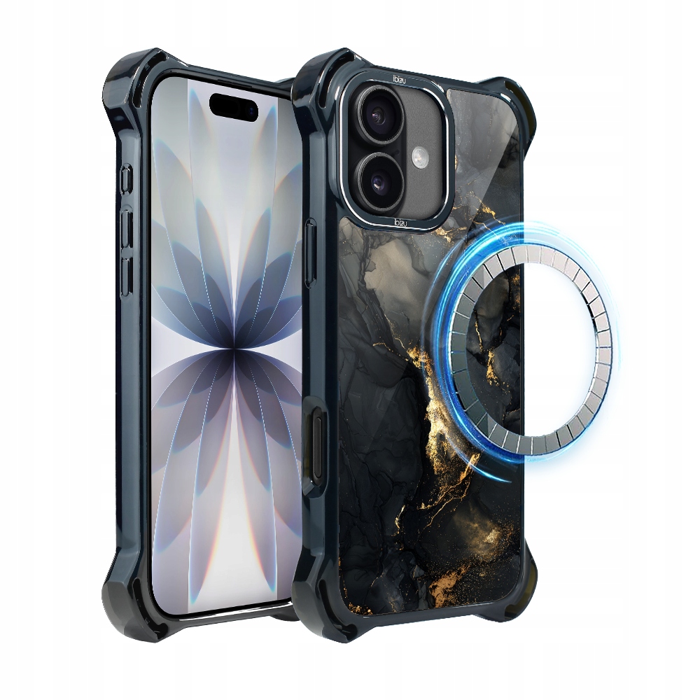 Pouzdro pro iPhone 17 Ibizu DropGuard Ultra s MagSafe, černý diamant se zlatem