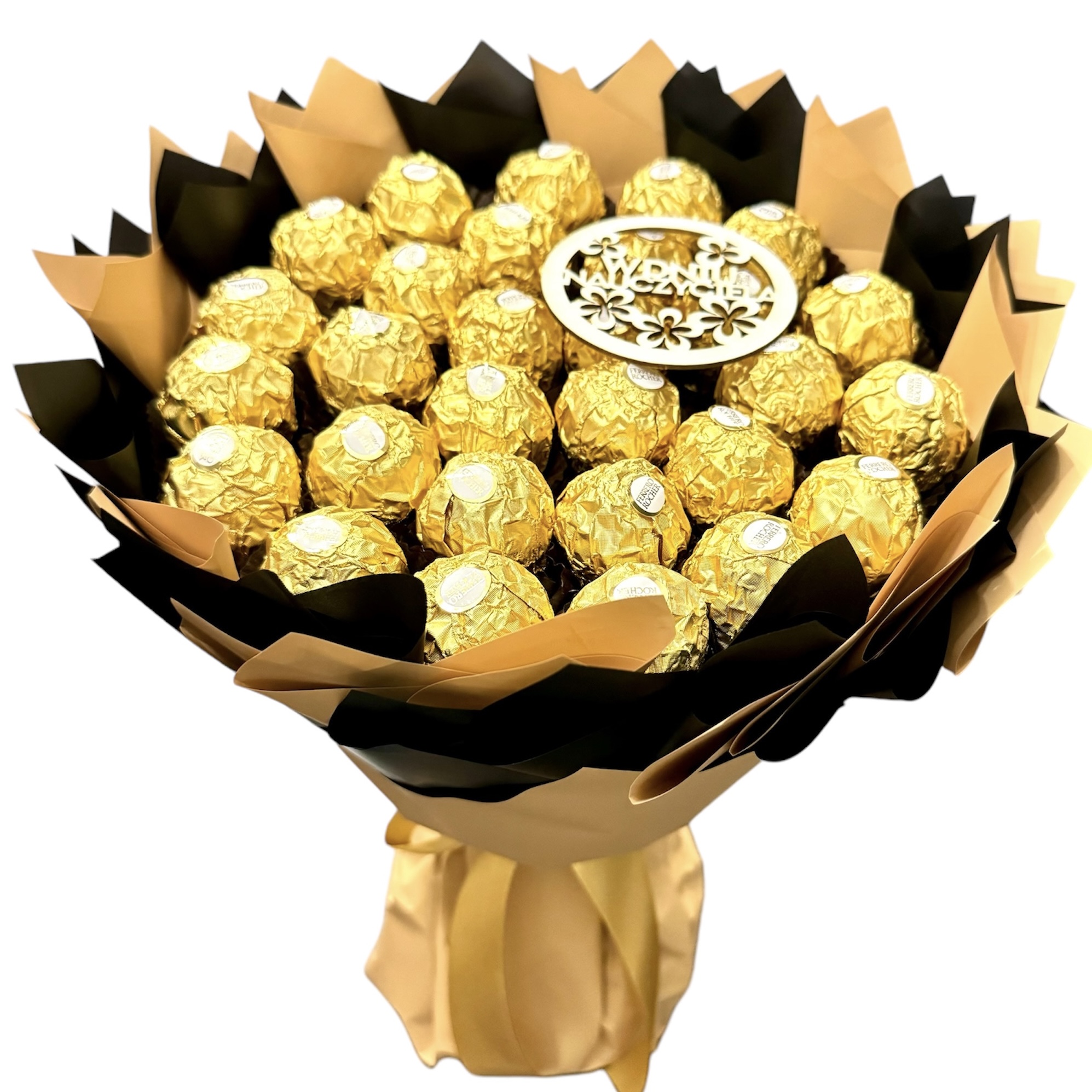 Słodki Bukiet Ferrero Rocher dla Nauczycieli Wychowawcy napis