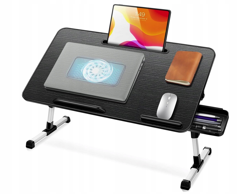 Składany Regulowany Stolik Podstawka Pod Laptopa Wentylator Tablet 60x34cm