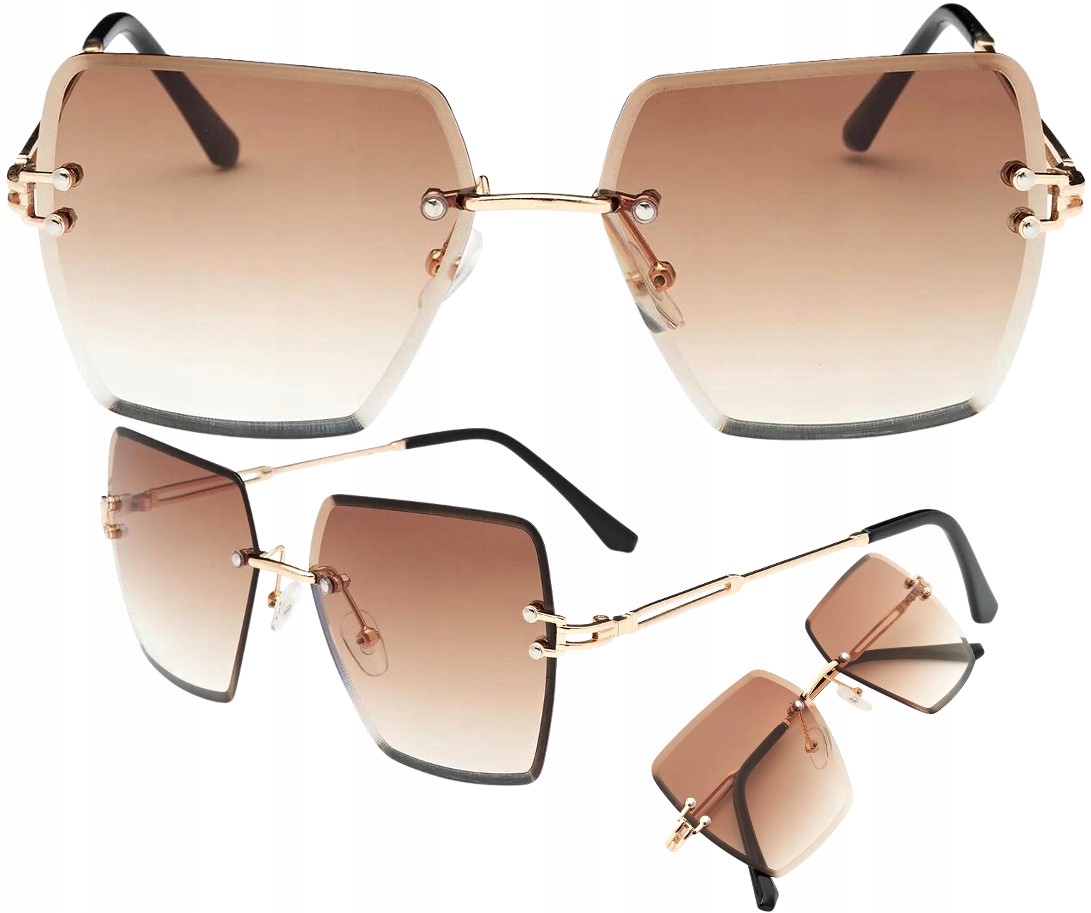 

Damskie pilotki bezramkowe okulary słoneczne retro