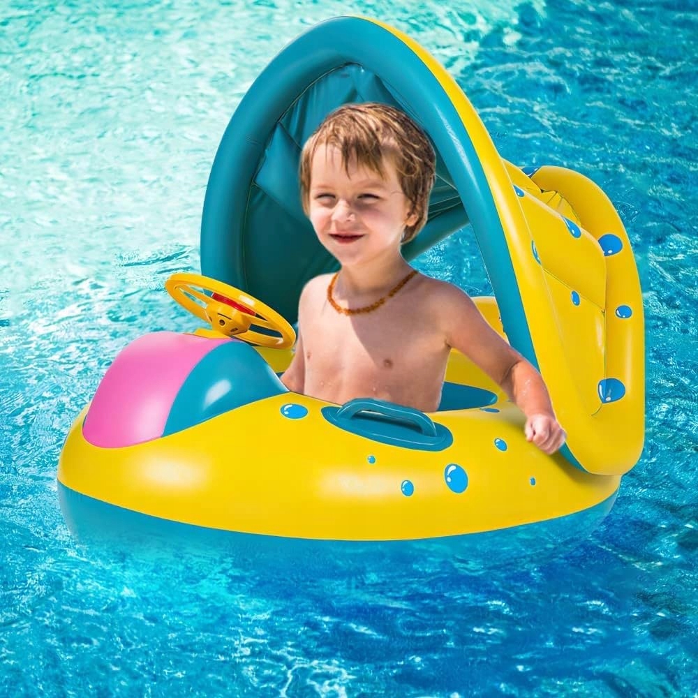 DMUCHANE KOŁO DLA DZIECI Z KIEROWNICĄ I DASZKIEM Szerokość produktu 69 cm