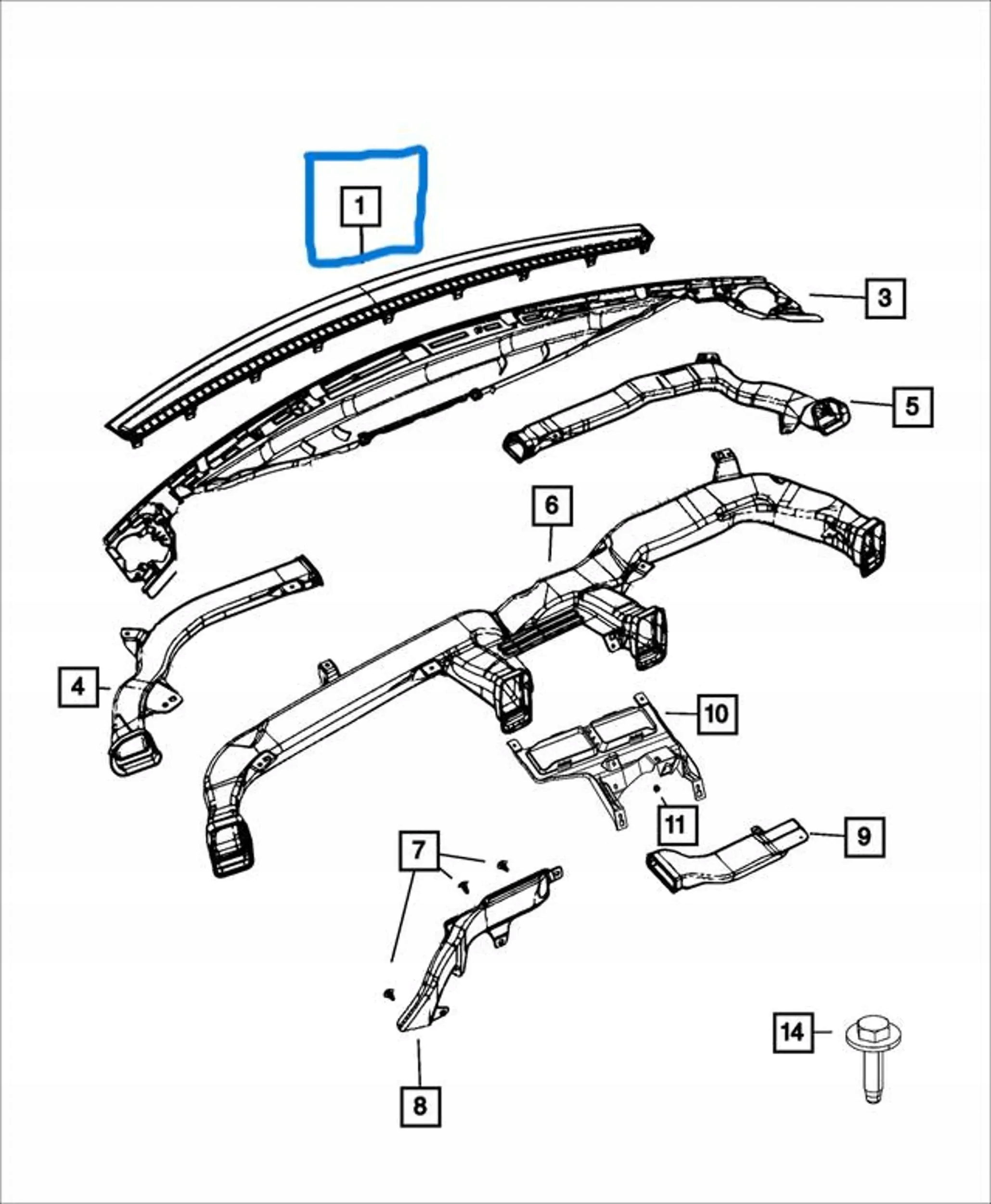 upper panel of the dashboard rozdzielczej RAM 1500 TRX 21-24