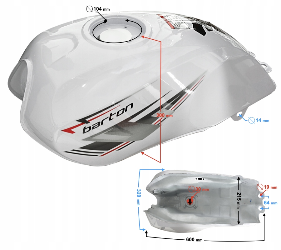 Zbiornik paliwa bak biały fighter 2 MotoGeneric