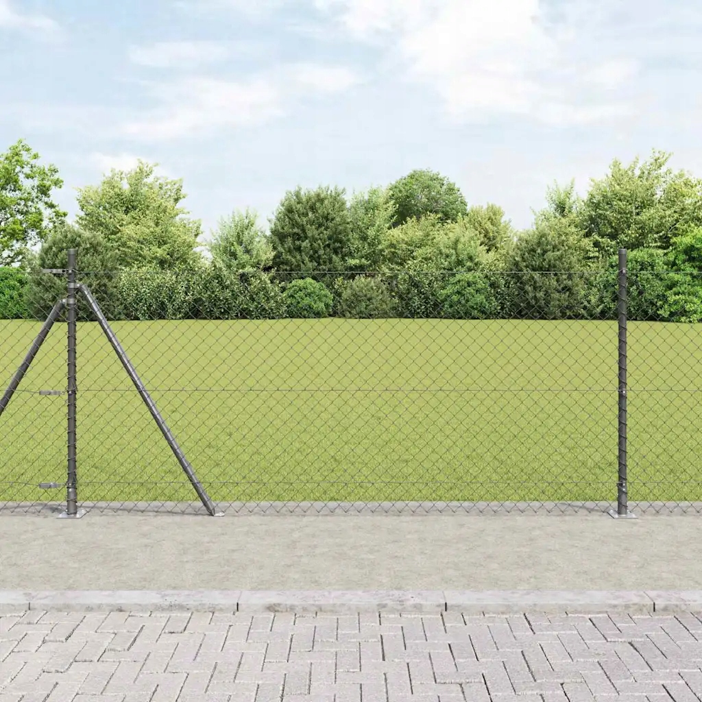 Řetězový plot se sloupy Šedá 1 x 25 m Ocel Šedá 3351273
