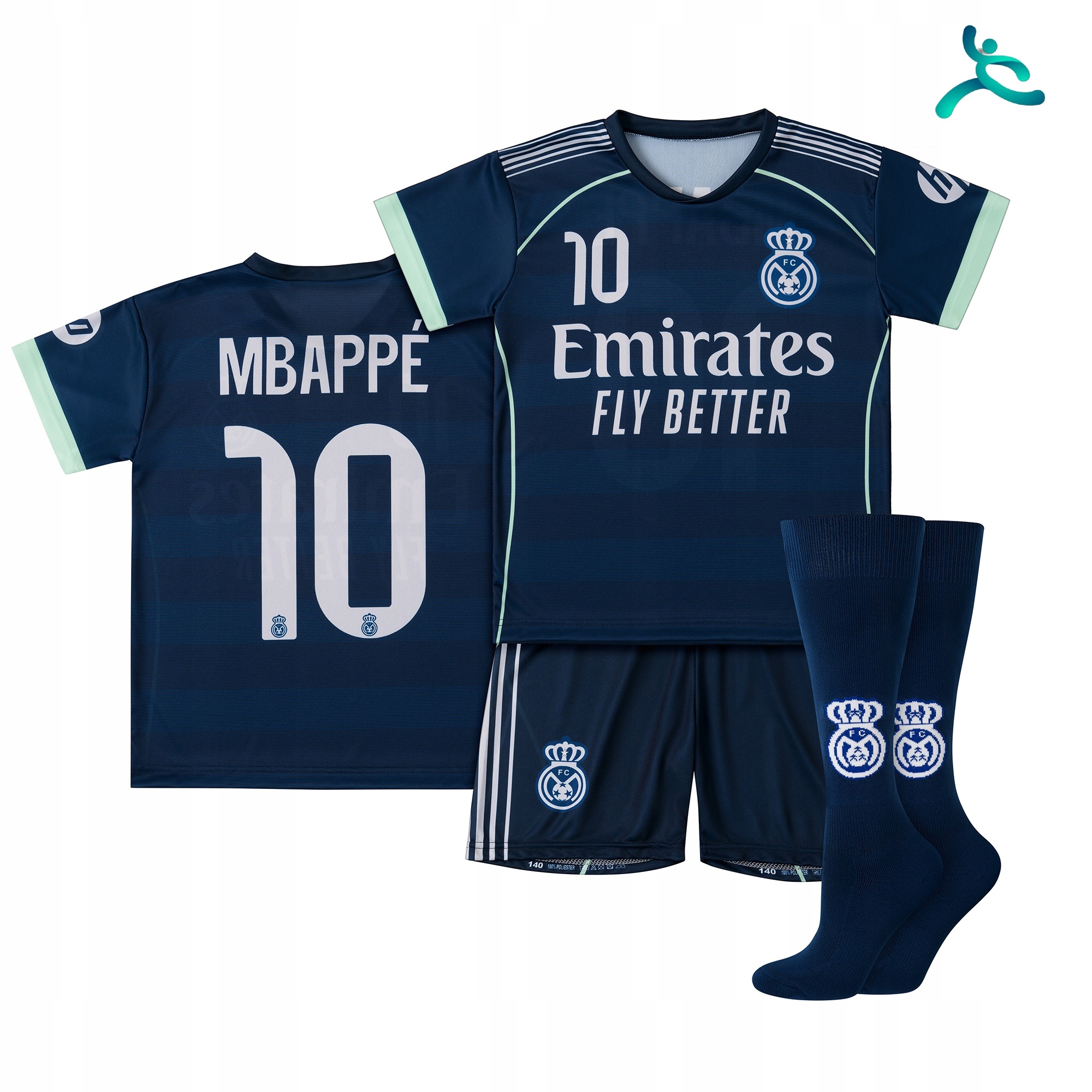 Strój komplet piłkarski getry Mbappe rozm. 134