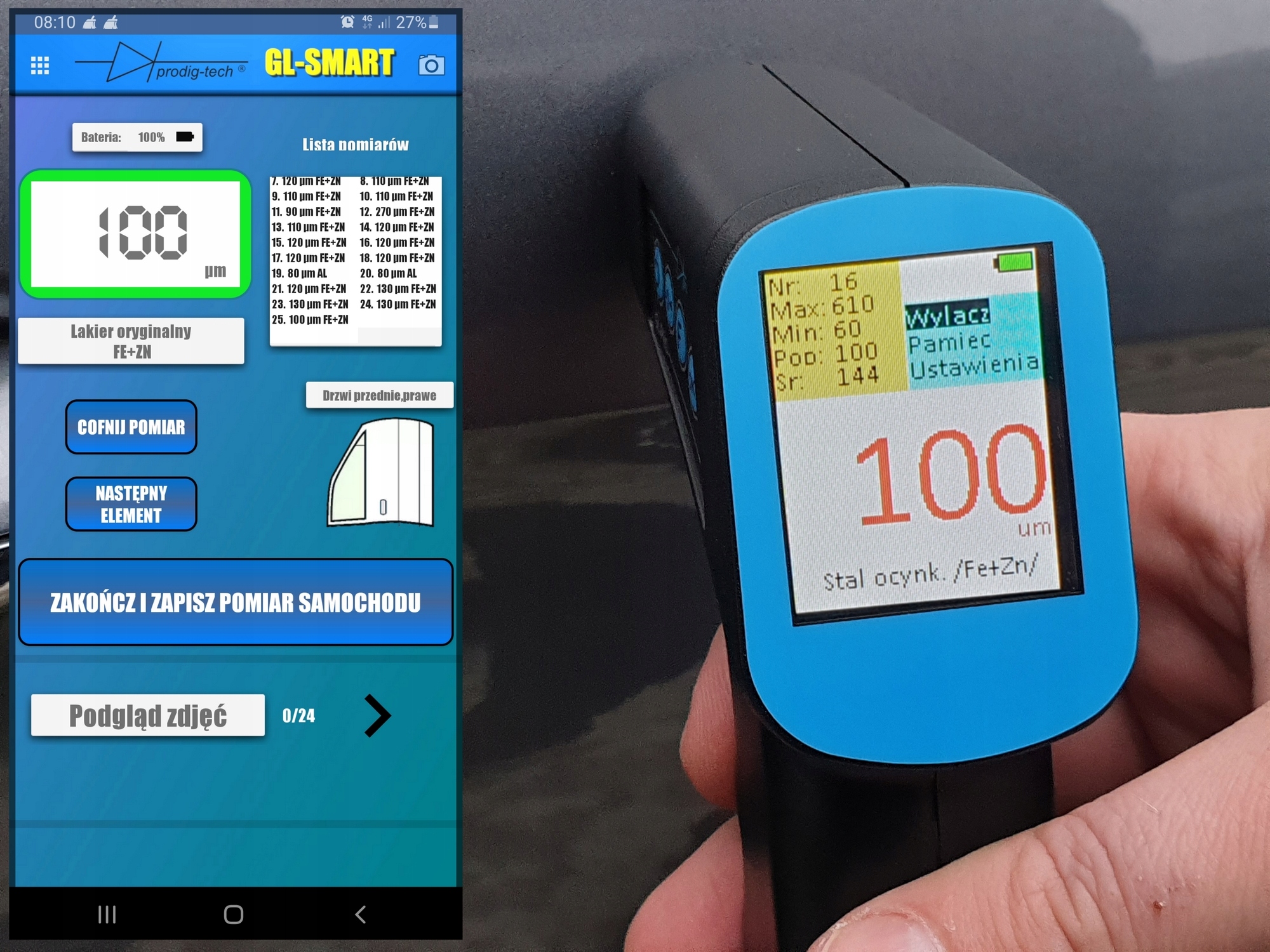 Измеритель краски GL-Pro-SMART-фазы Android / iOS