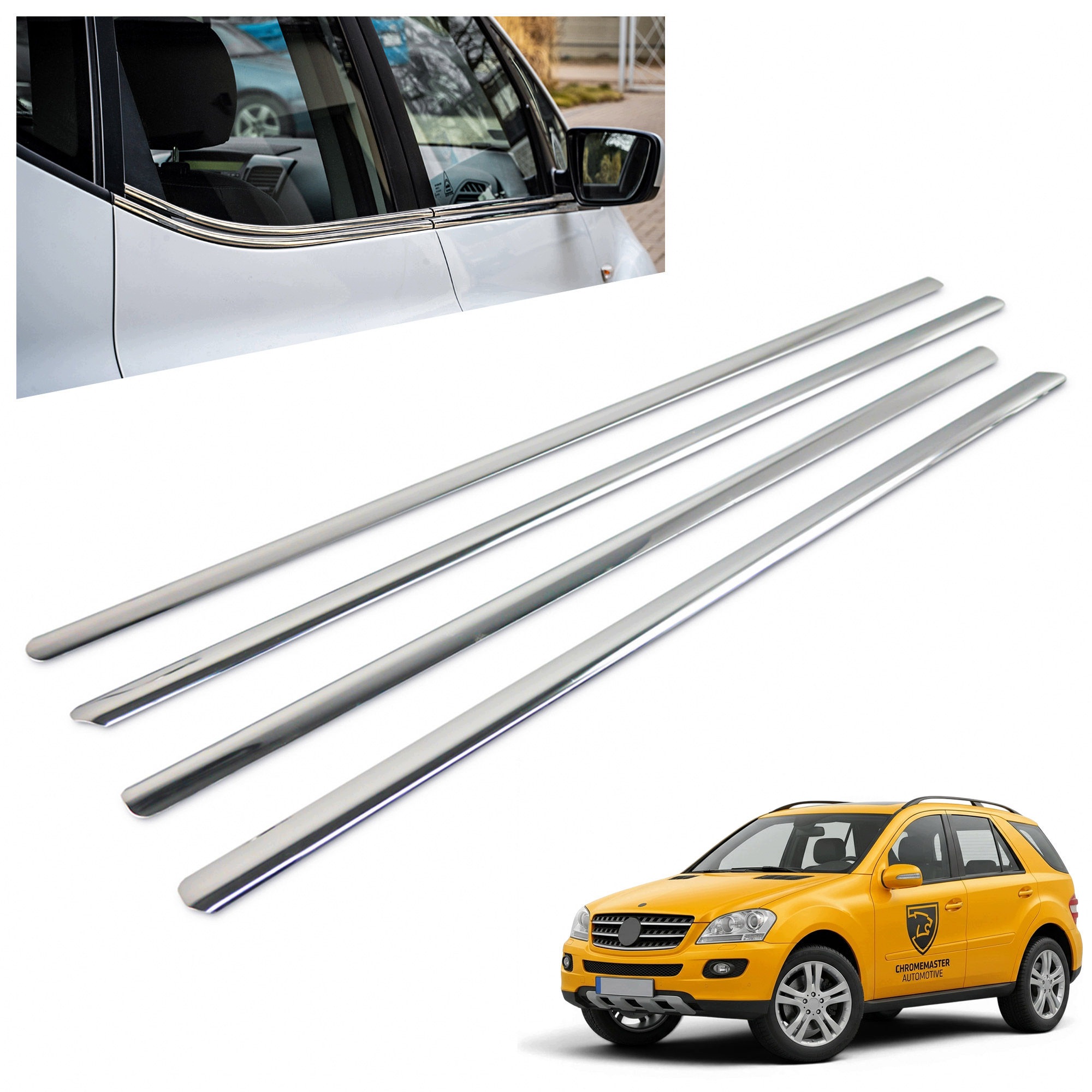 Okenné lišty pod bočné sklá pre Mercedes M-klasa II W164 2005-2011