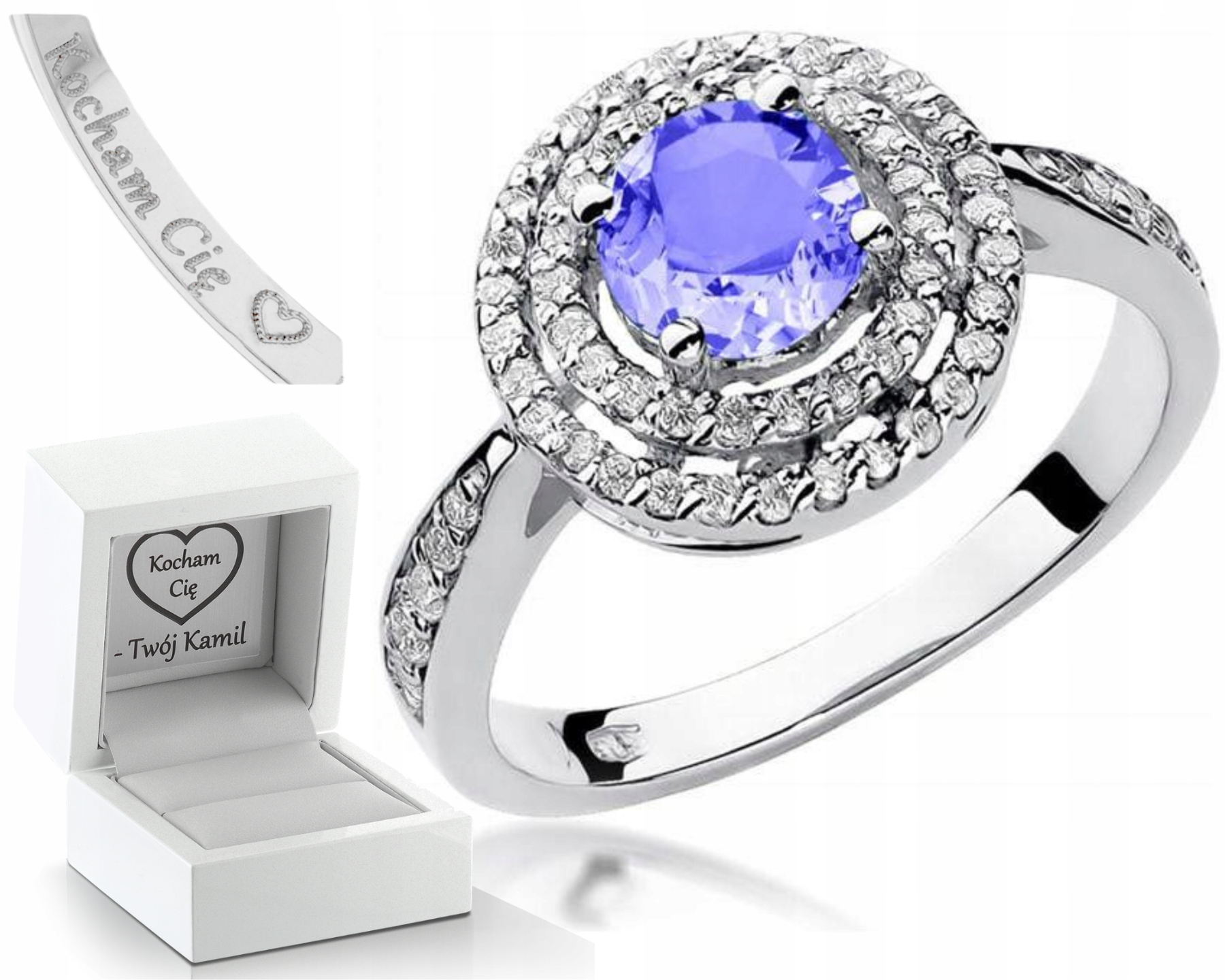 Prstýnek Tanzanit Brilianty 0,38 Ct Bílé Zlato