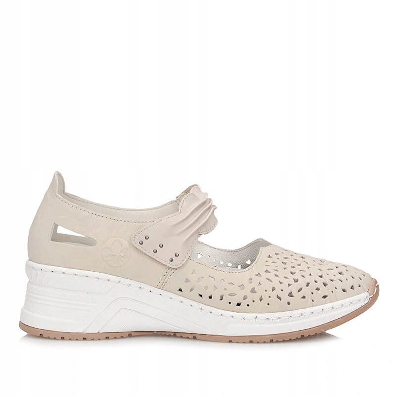 Dámské polobotky Rieker N4382-60 béžové na suchý zip, kožené na klínku