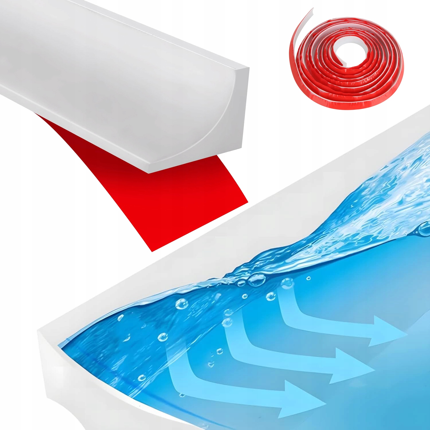 ZWIJANA LISTWA PRYSZNICOWA DO OCHRONY PRZED ROZPRYSKAMI DO WANNY 200 CM