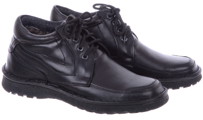 Polobotky Pánské Zimní kozačky Černé kožené KM-2 43