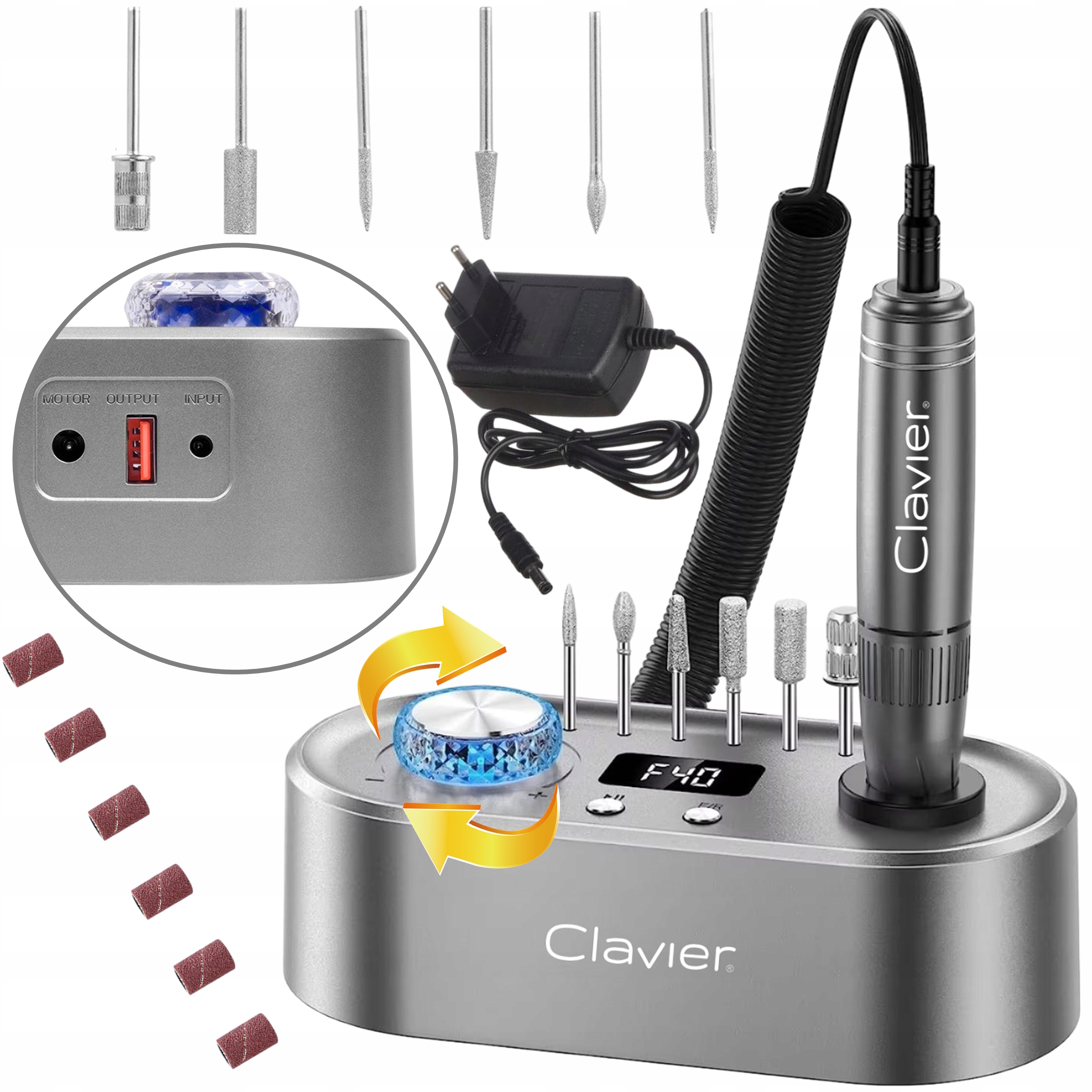 Frezarka do paznokci Fx 750 Clavier manicure, pedicure 65W grey szara frezy