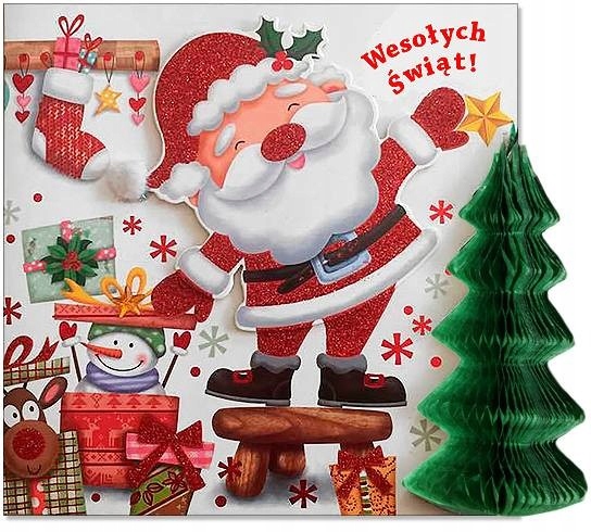

Kartka świąteczna Premium z Mikołajem cudna H1432