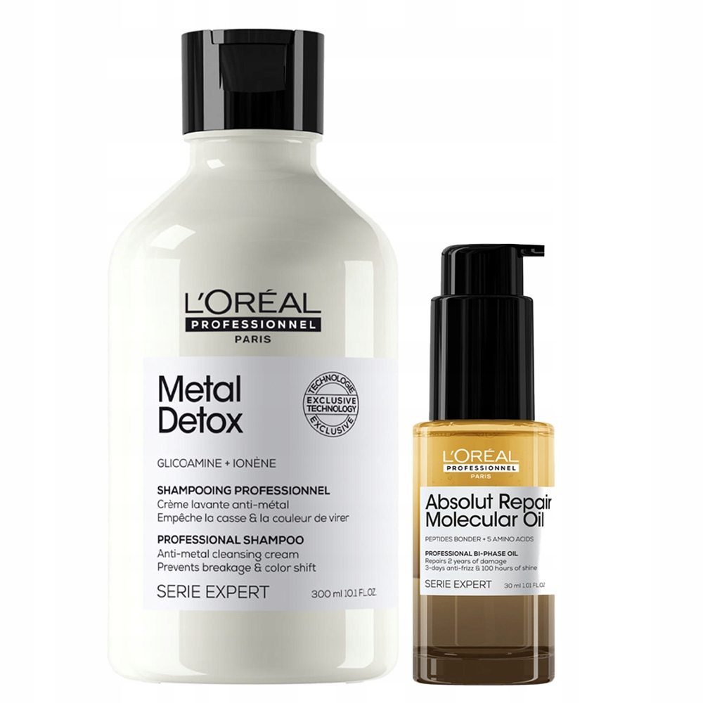 Loreal Metal Detox szampon do włosów farbowanych 300 Molecular olejek 30