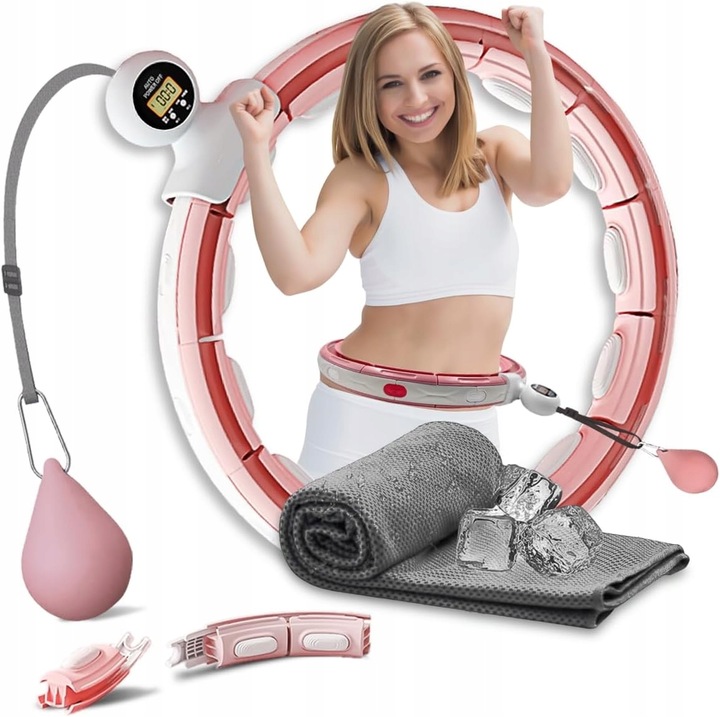 K-mart Hula Hoop obciążona, automatyczny masaż 360°, fitness Różowa