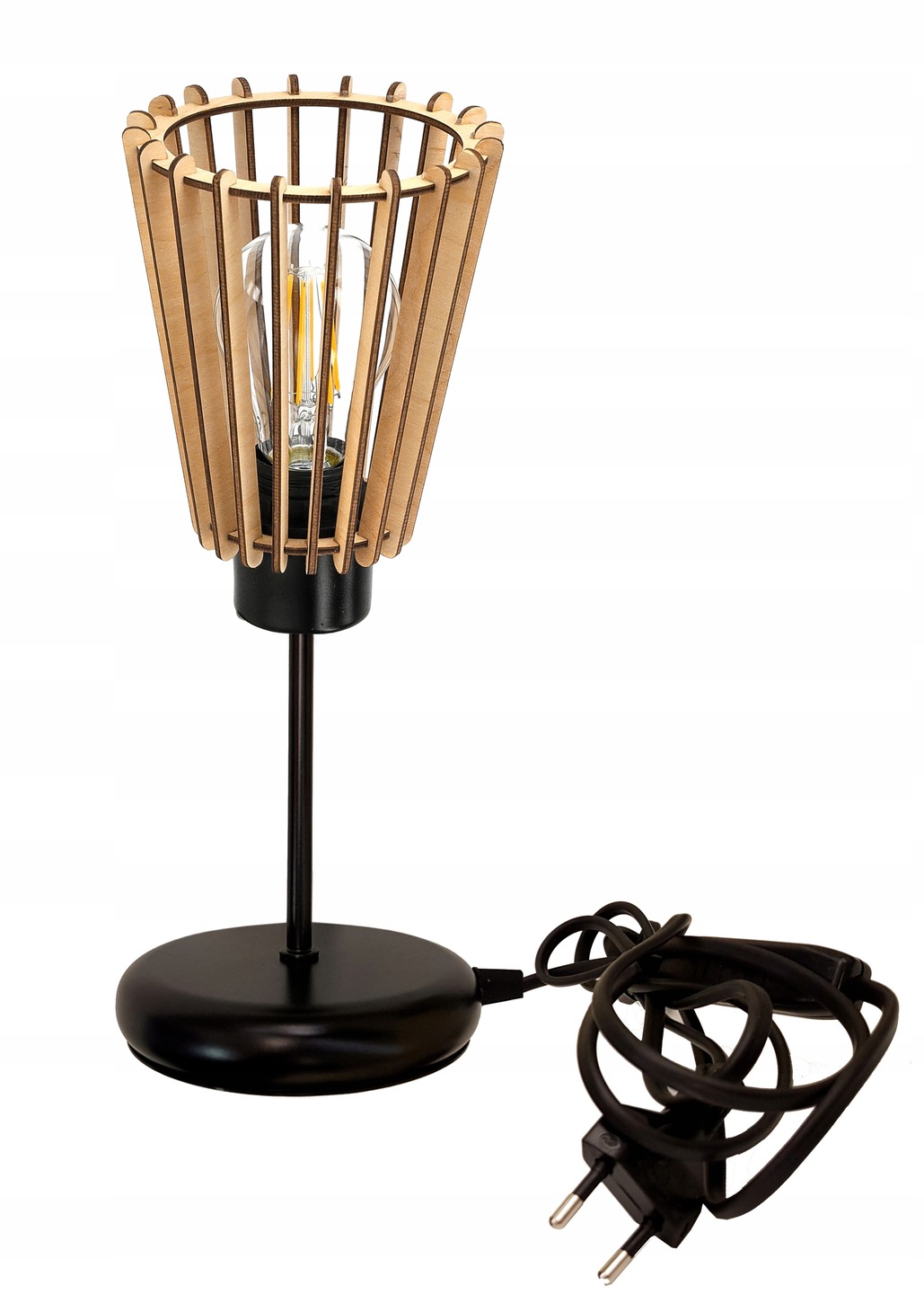 Lampka nocna Lampa stołowa loft na led E27 Drewno