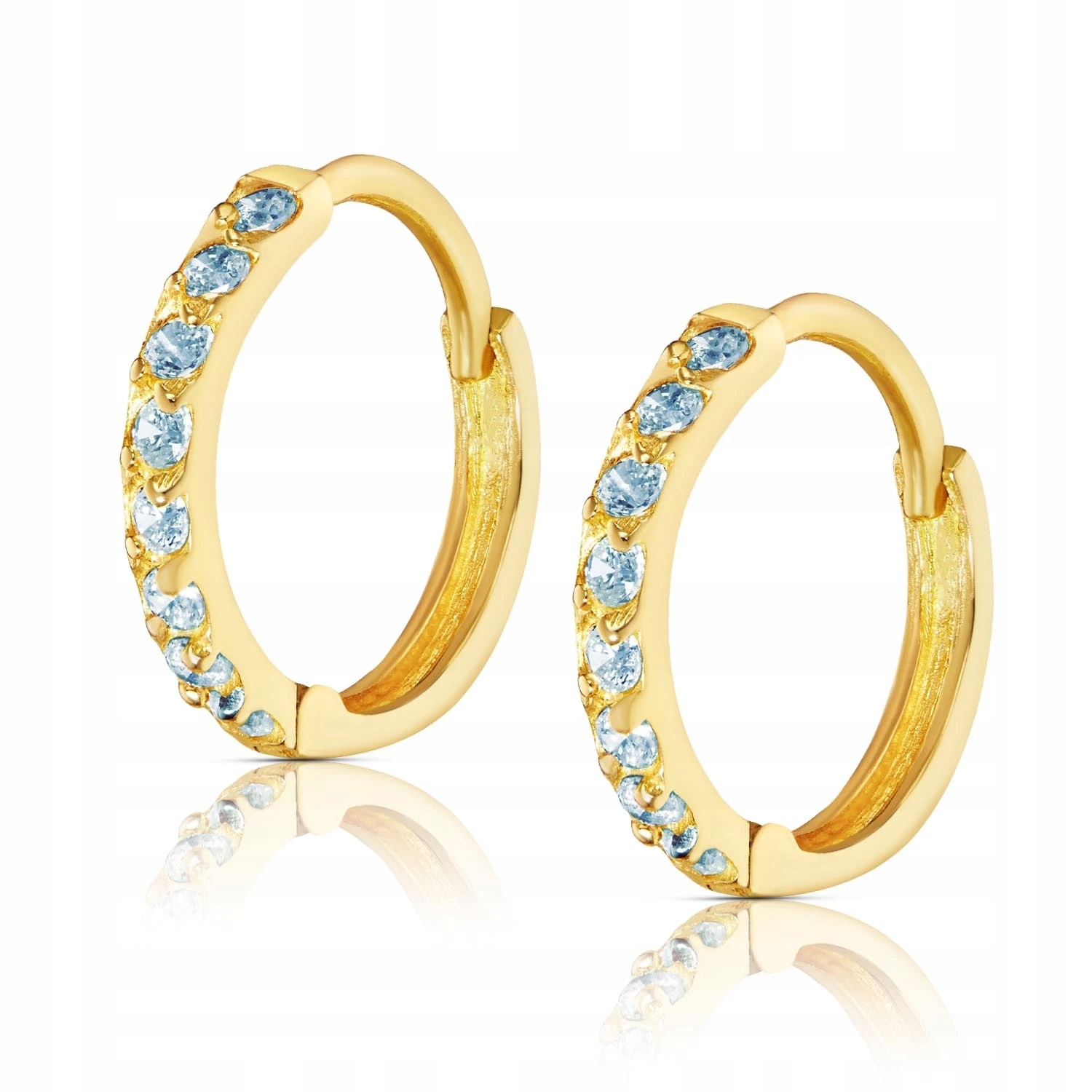 Zlaté náušnice pro dívky s modrým zirkony ryzost 585