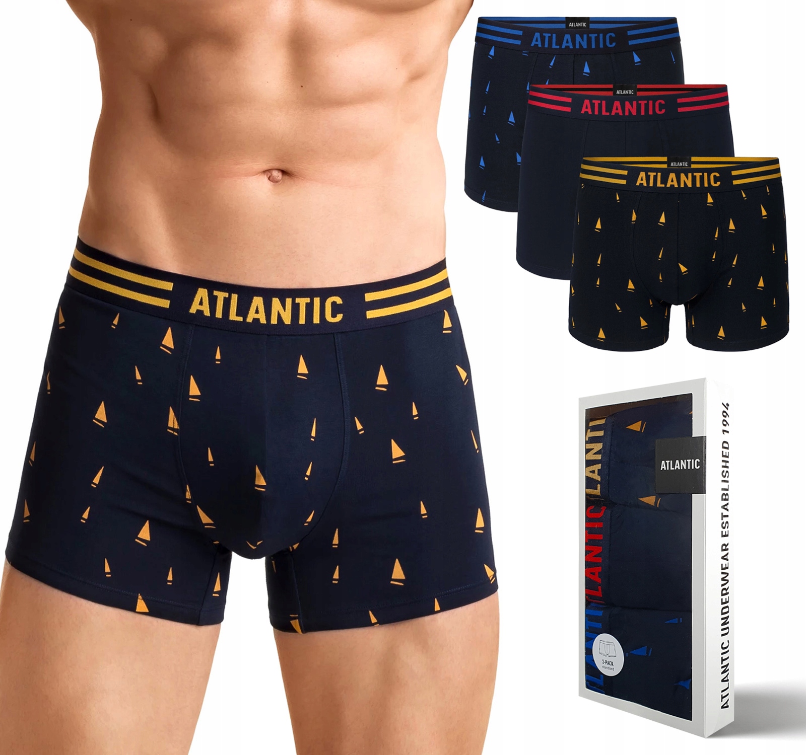 

Bokserki męskie 3 Pary Atlantic 3MH-021-GR - L