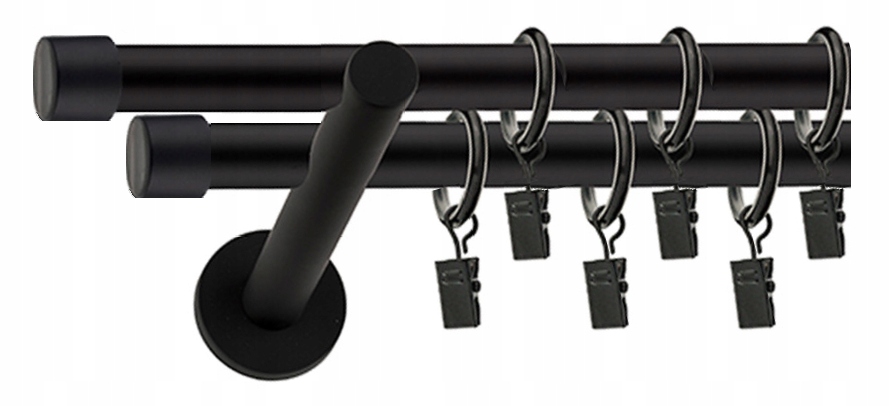 Karnisz podwójny Metal Czarny Nowoczesny 19 19 480 Długość drążka 480 cm