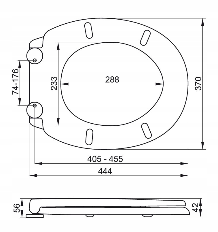 FALA DESKA DO WC WOLNOOPADAJĄCA SEDESOWA TWARDA WYPINANE ZAWIASY FALA 75470 Długość (cm) 44.4 cm