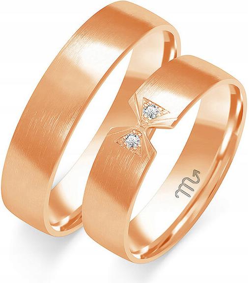 Zlaté snubní prsteny moderní svatba 14K 585 vel. 35 36 37, módní svatební kolekce