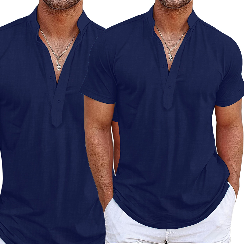 Pánská košile Stojka Len Casual Prodyšná Lněná