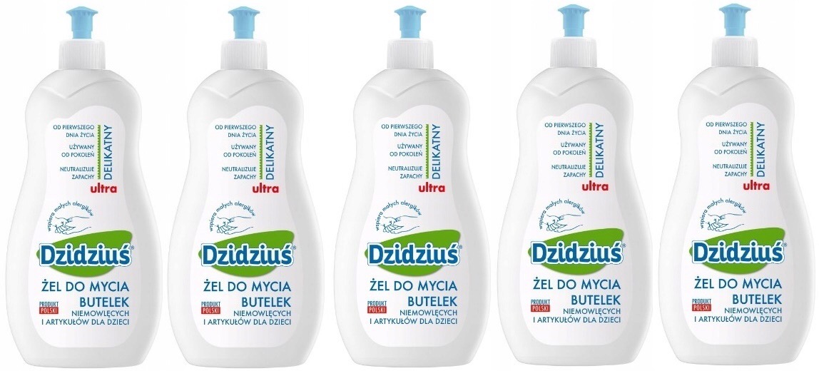 DZIDZIUŚ żel do mycia butelek i smoczków 5 X 500ml