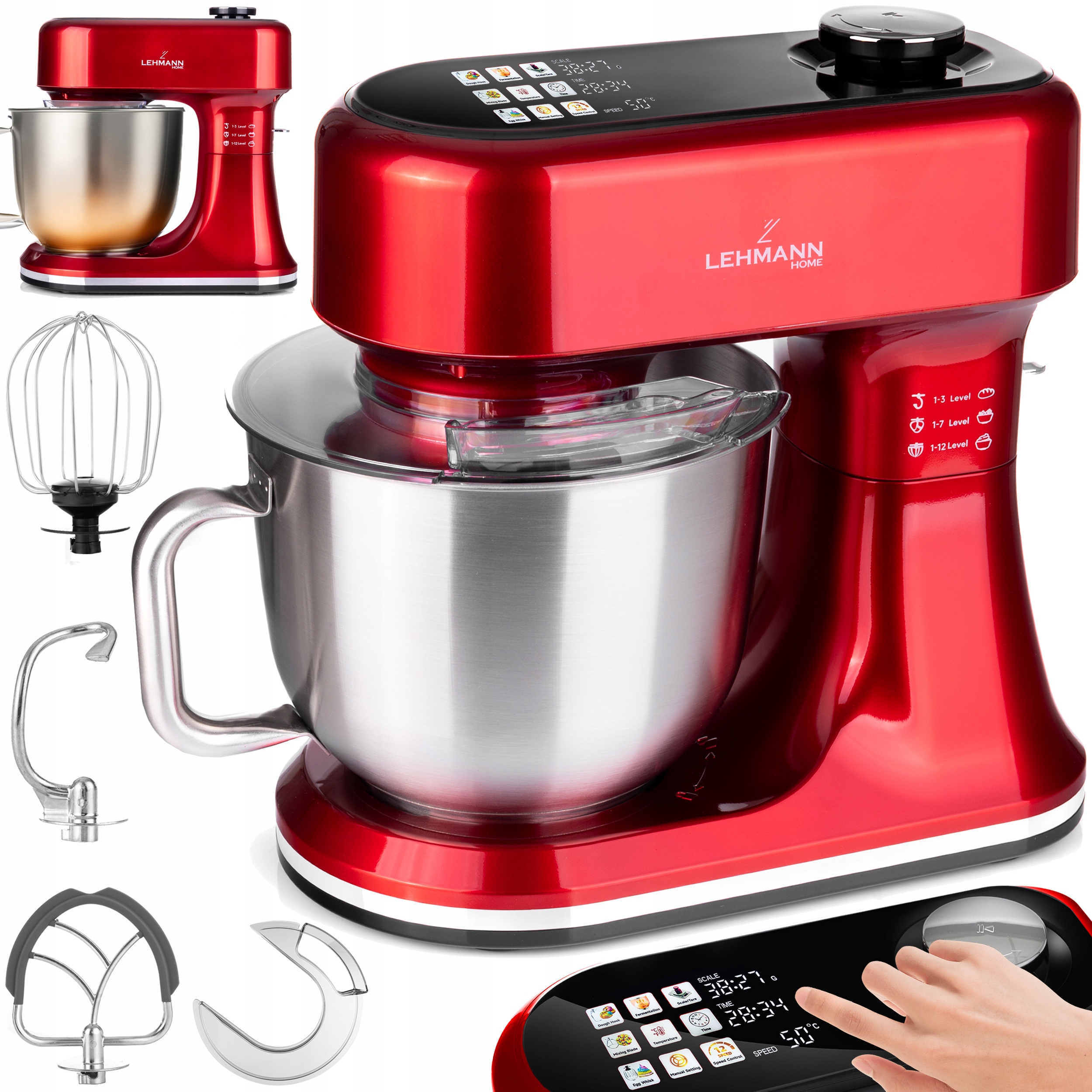 Robot Planetarny Kuchenny Mikser Z Wagą Podgrzewana Misa Do 45C Panel Led