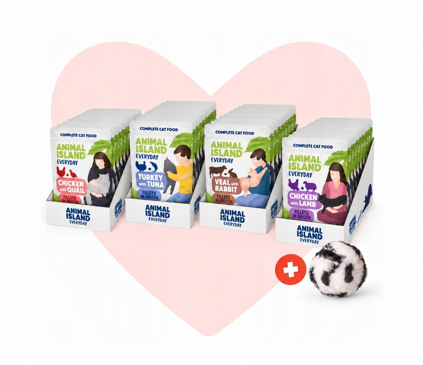 Mokré krmivo pro kočky Animal Island Love Box mix chutí 48x85 g Dárek