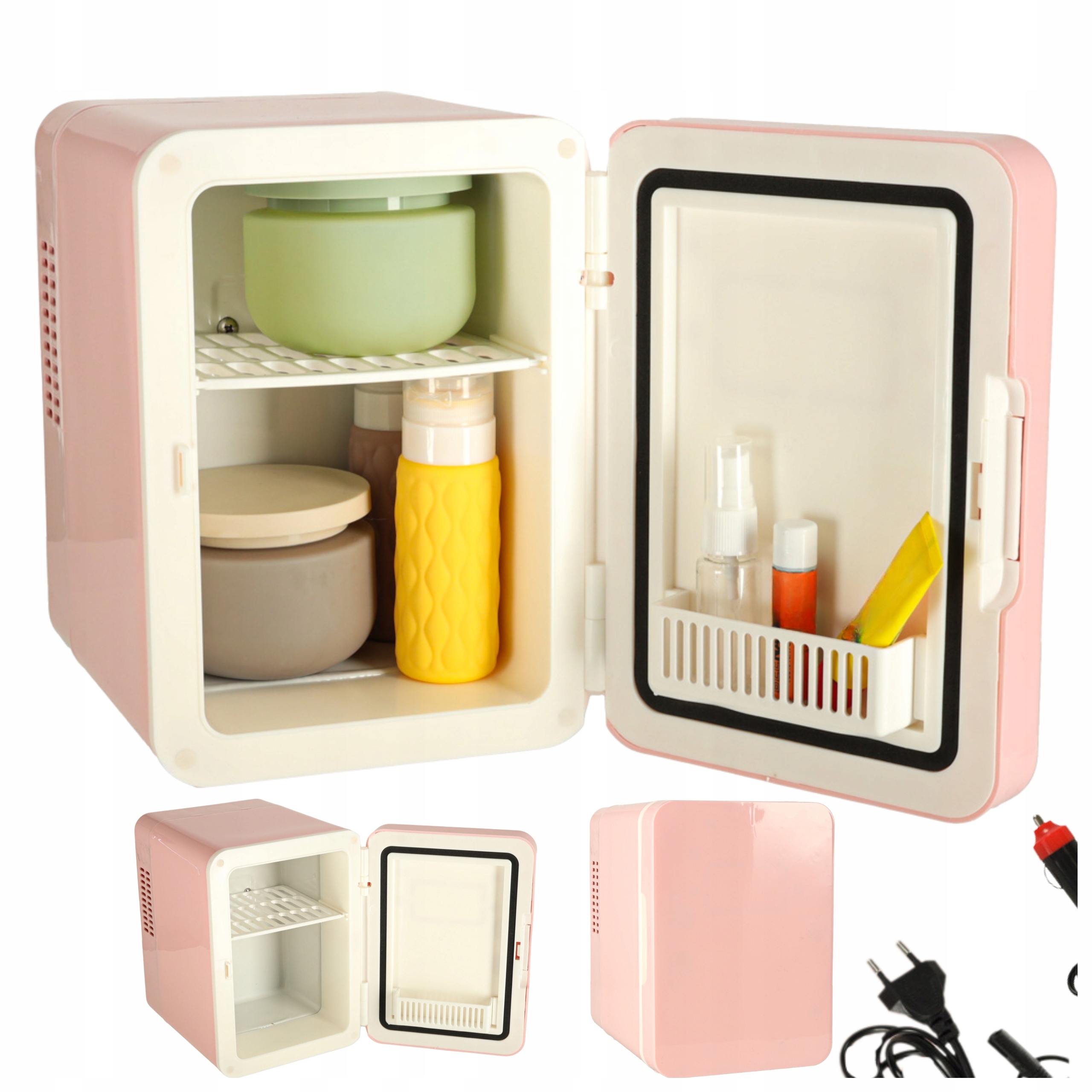 Lodówka Turystyczna Samochodowa Elektryczna Mini Mała Przenośna 4L Różowa