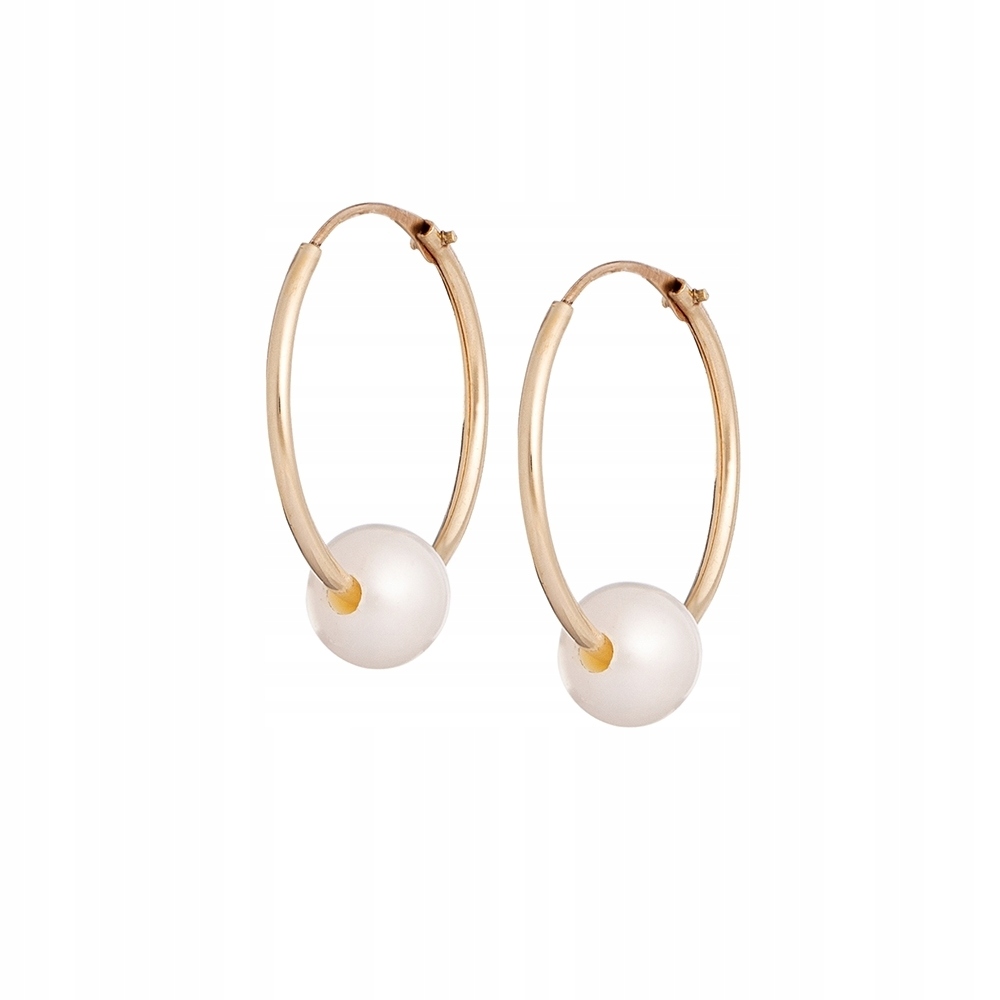 Kolczyki koła złote Ania Kruk biała perła 1,4 cm złoto 375