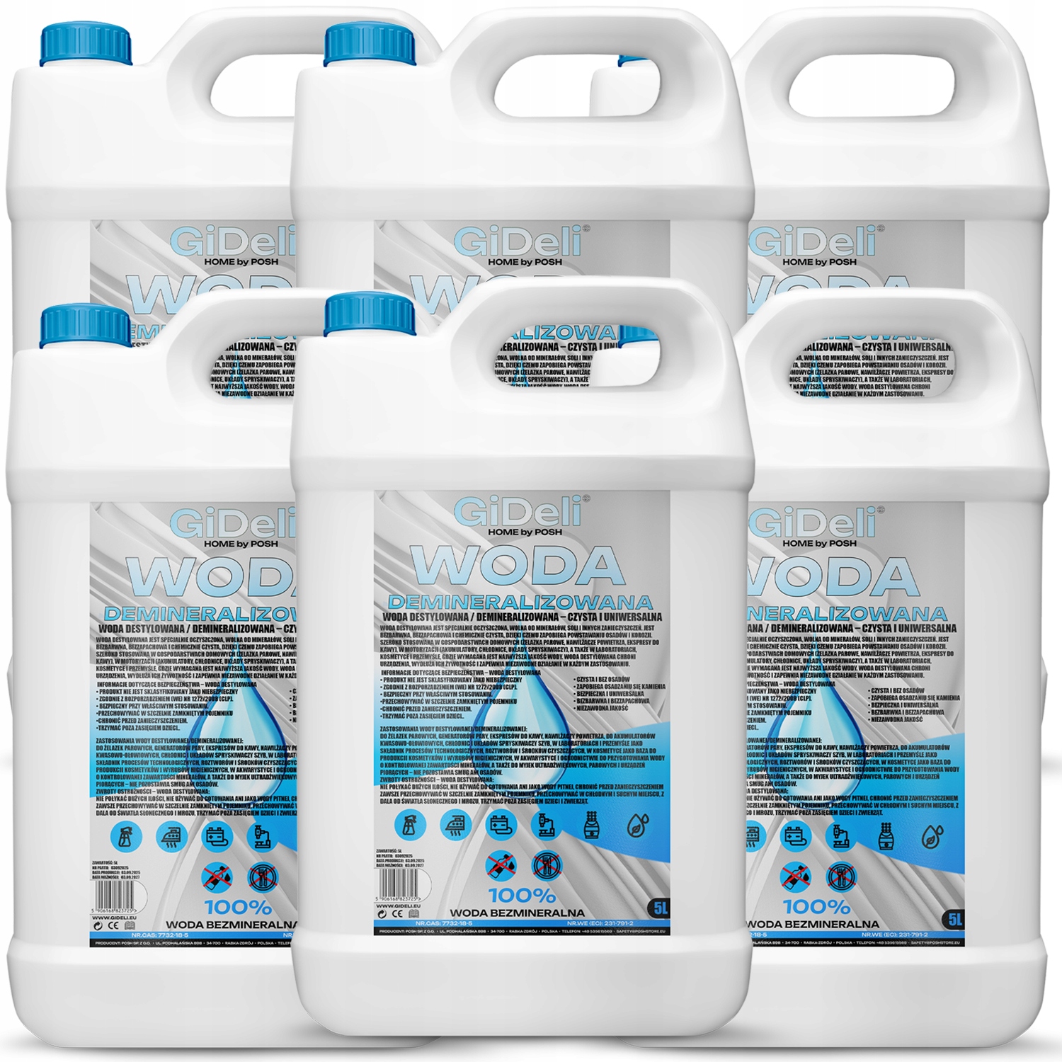 GiDeli Demineralizovaná destilovaná voda 6 x 5 l