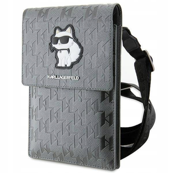Puzdro Karl Lagerfeld Kabelka Klwbsakhpcg strieborná Saffiano Monogram Choupette