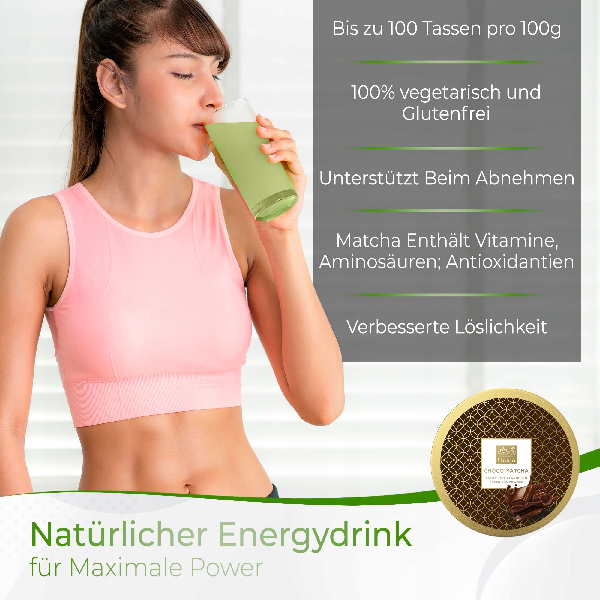 TEA UNIQO Choco Matcha Proszek Do Lodów Latte Shakeów Pieczenia Gotowania — miniatura 4