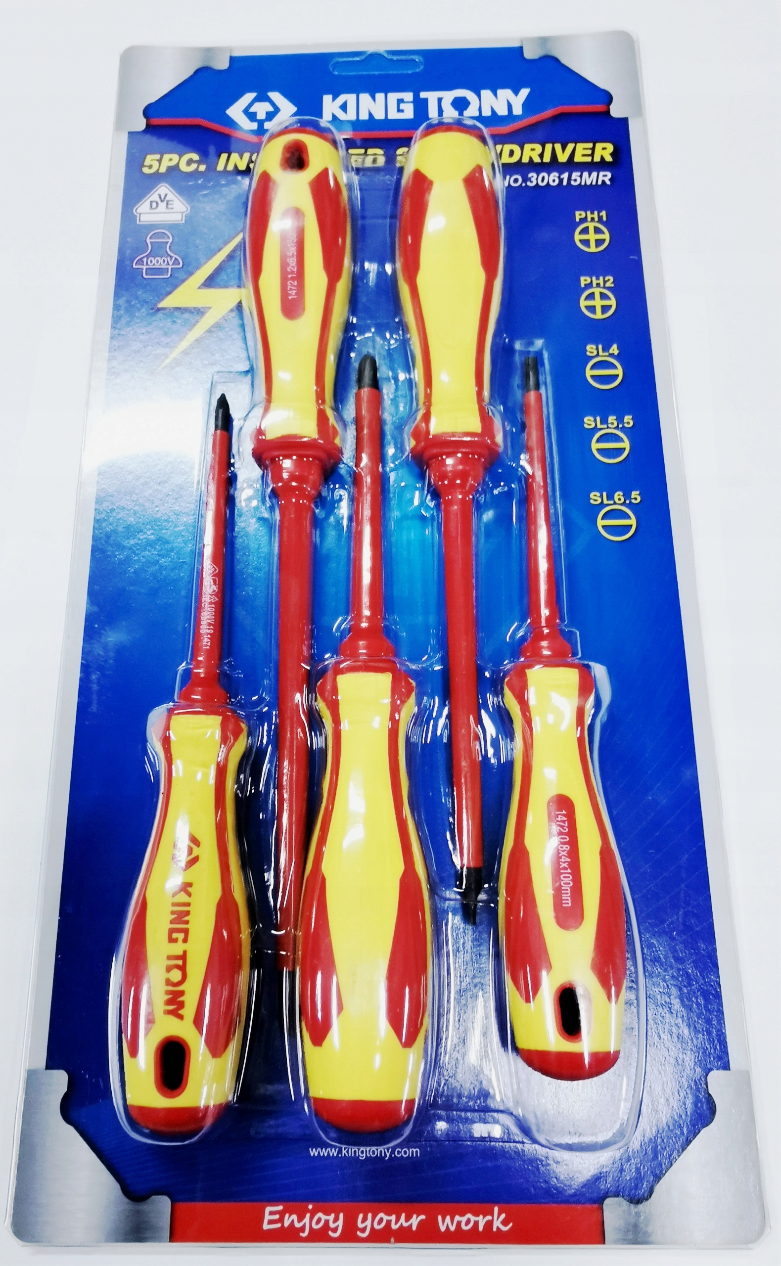Изолированные отвертки 1000V pH плоские KING tons 5шт