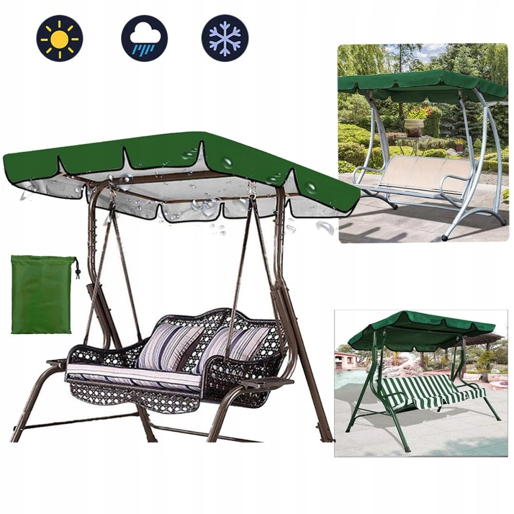 Daszek Dach na Huśtawkę Ławkę Ogrodową 195x125x15CM Zielony