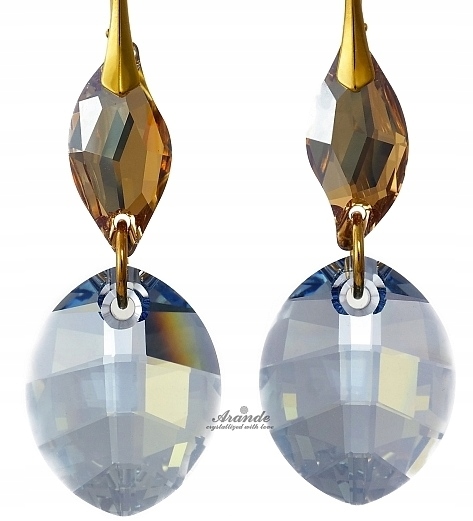 Krásné krystaly Dlouhé Náušnice Blue Shade Gold